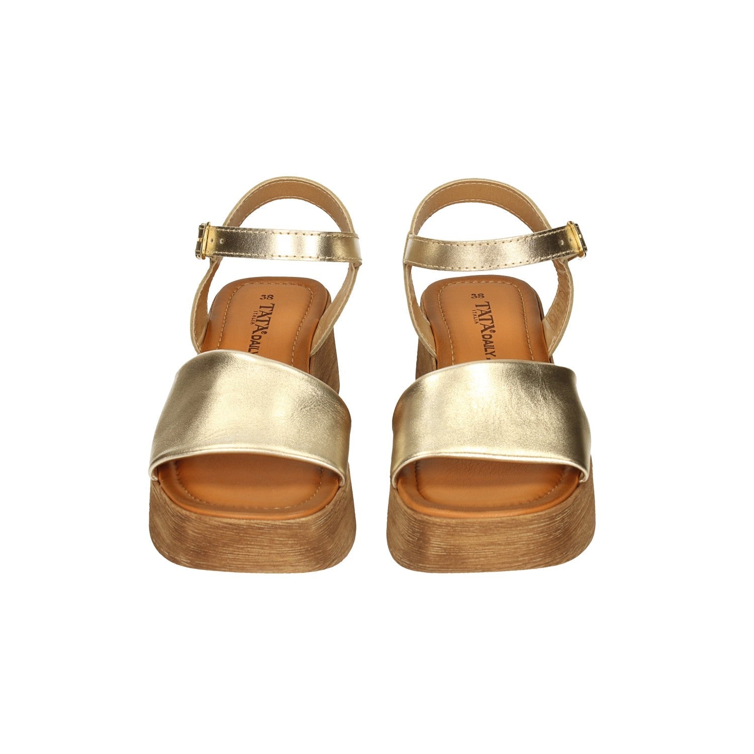 Sandali con zeppa in vera pelle. Made in Italy. Tacco alto 6cm