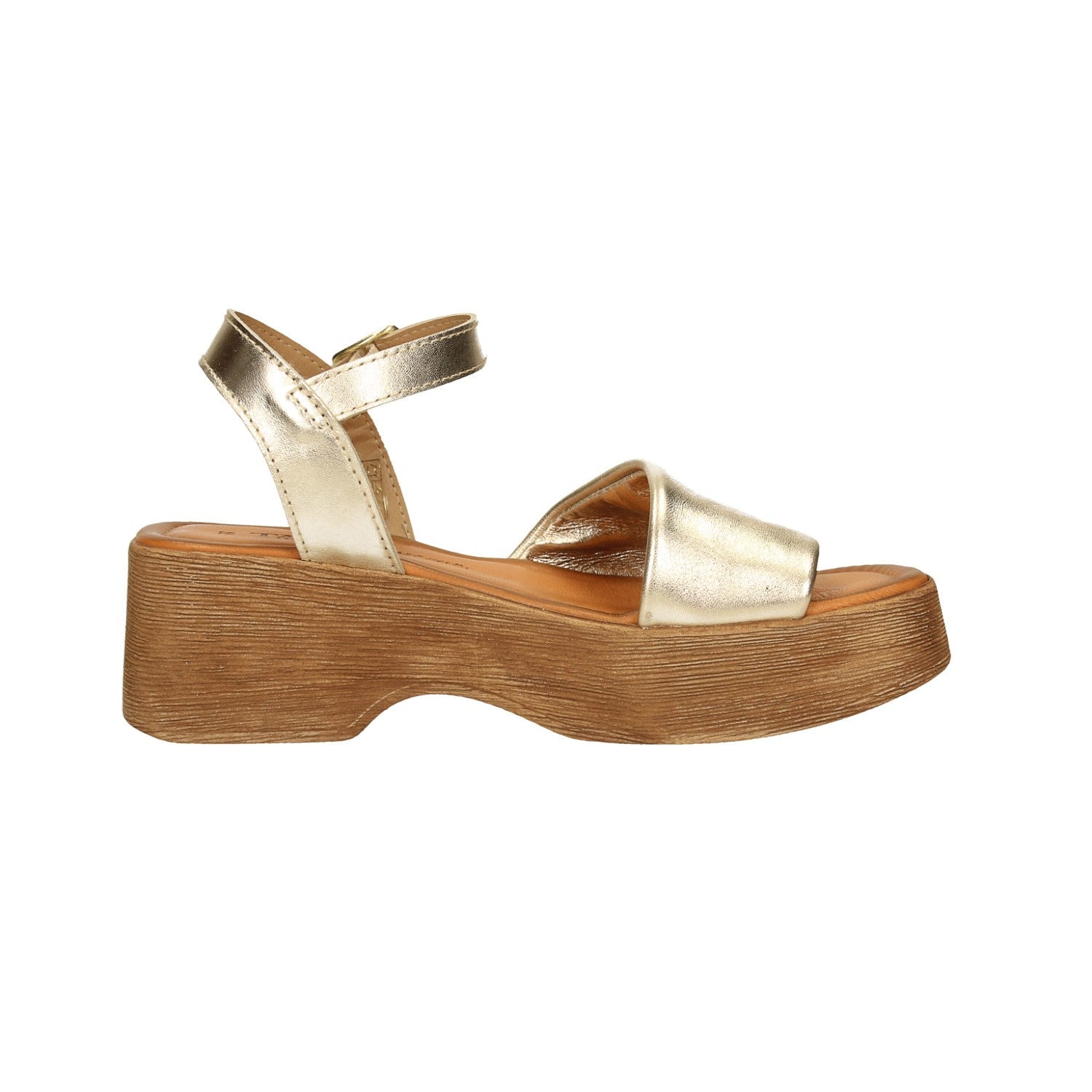 Sandali con zeppa in vera pelle. Made in Italy. Tacco alto 6cm