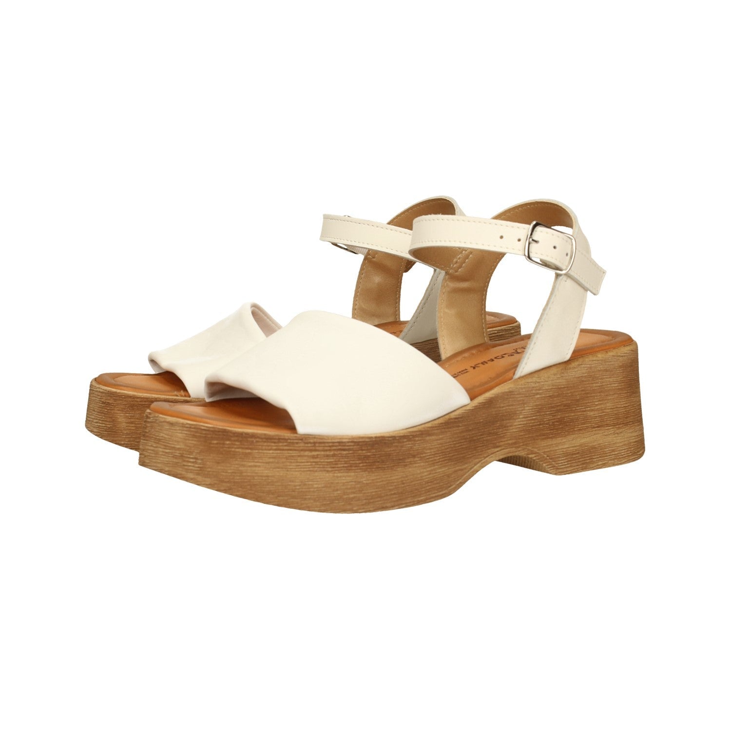 Sandali con zeppa in vera pelle. Made in Italy. Tacco alto 6cm