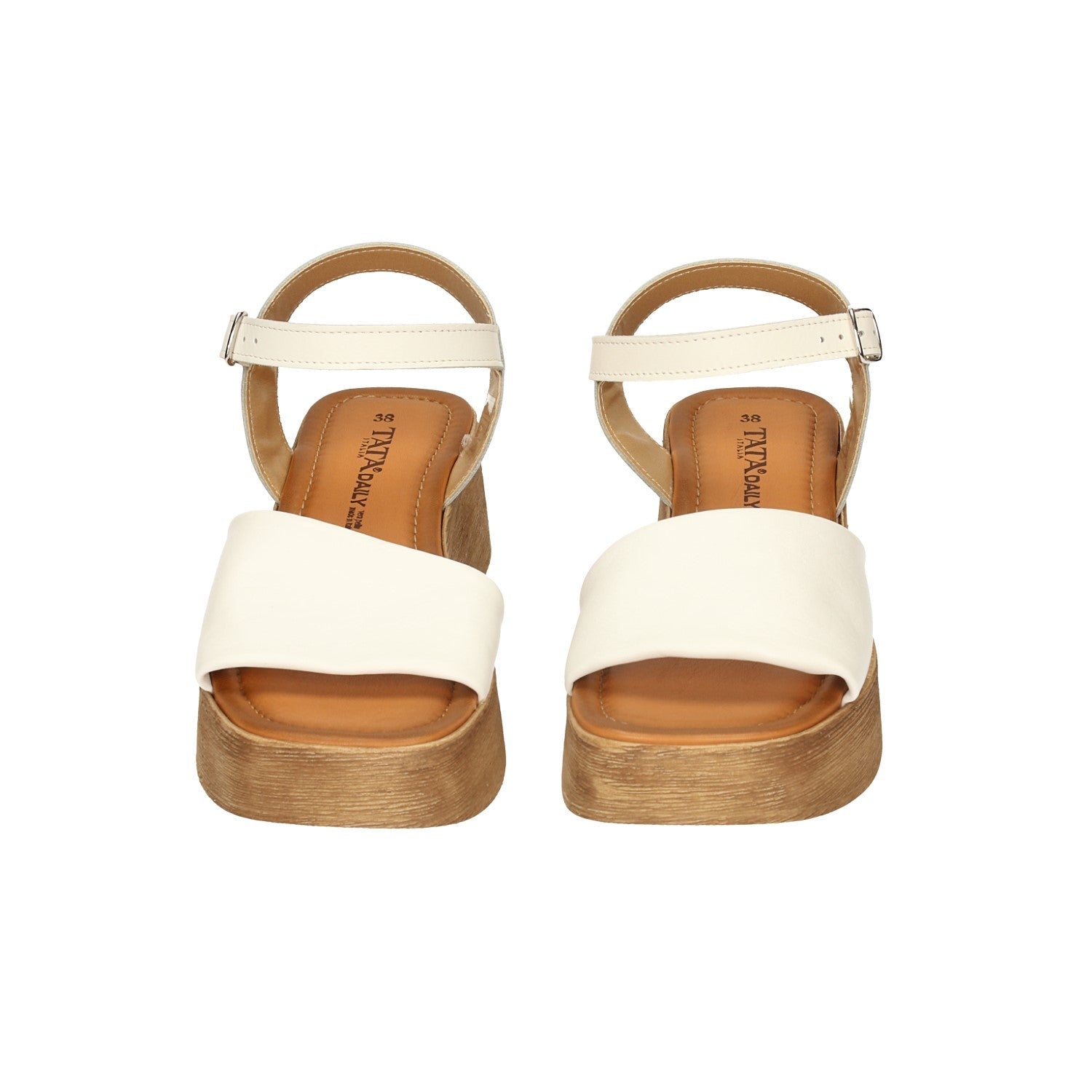 Sandali con zeppa in vera pelle. Made in Italy. Tacco alto 6cm