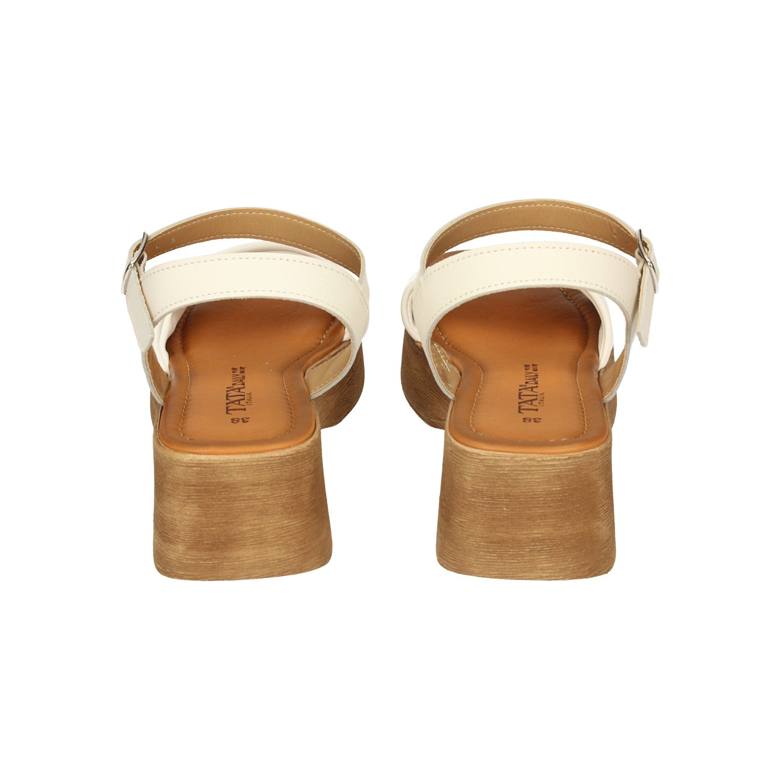 Sandali con zeppa in vera pelle. Made in Italy. Tacco alto 6cm