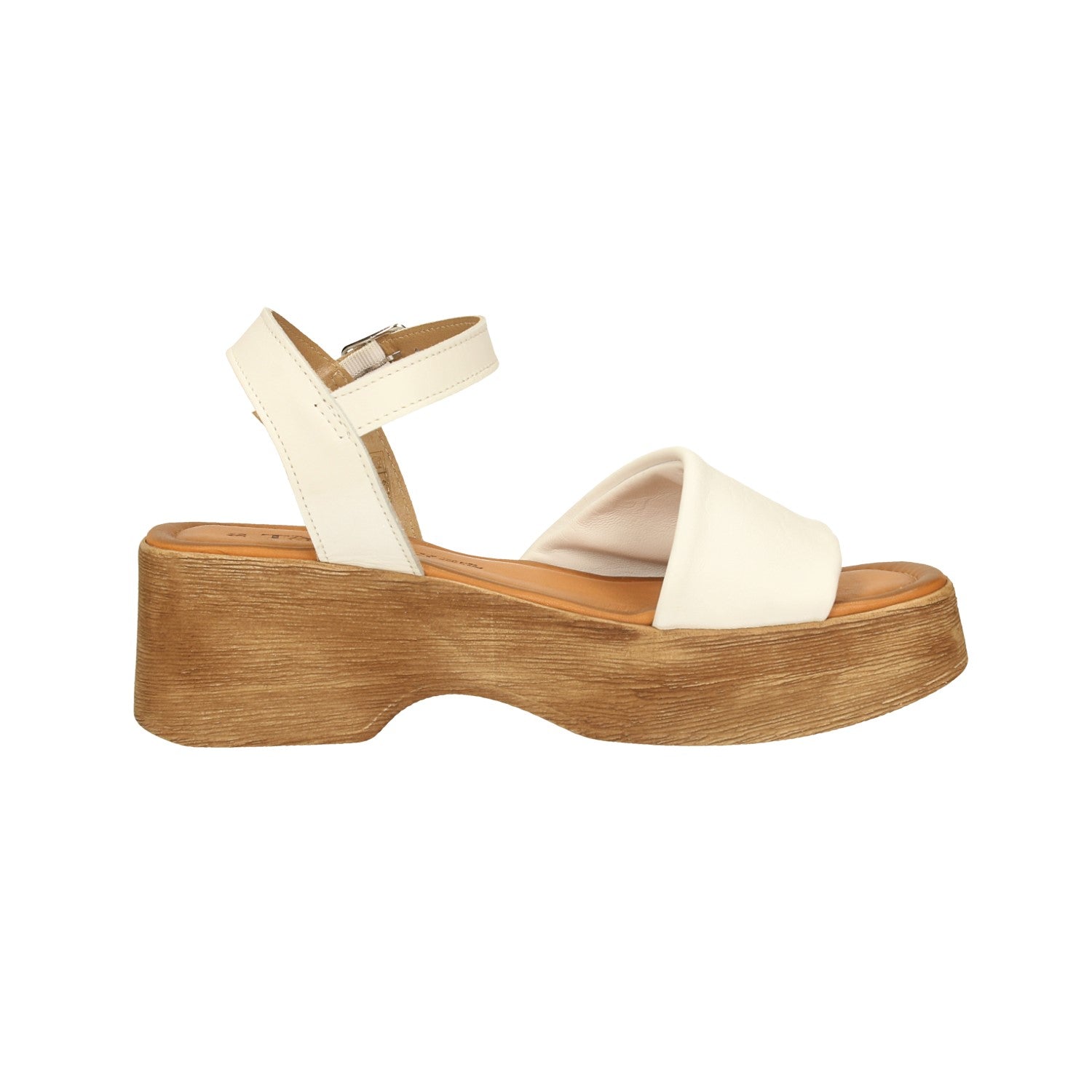 Sandali con zeppa in vera pelle. Made in Italy. Tacco alto 6cm