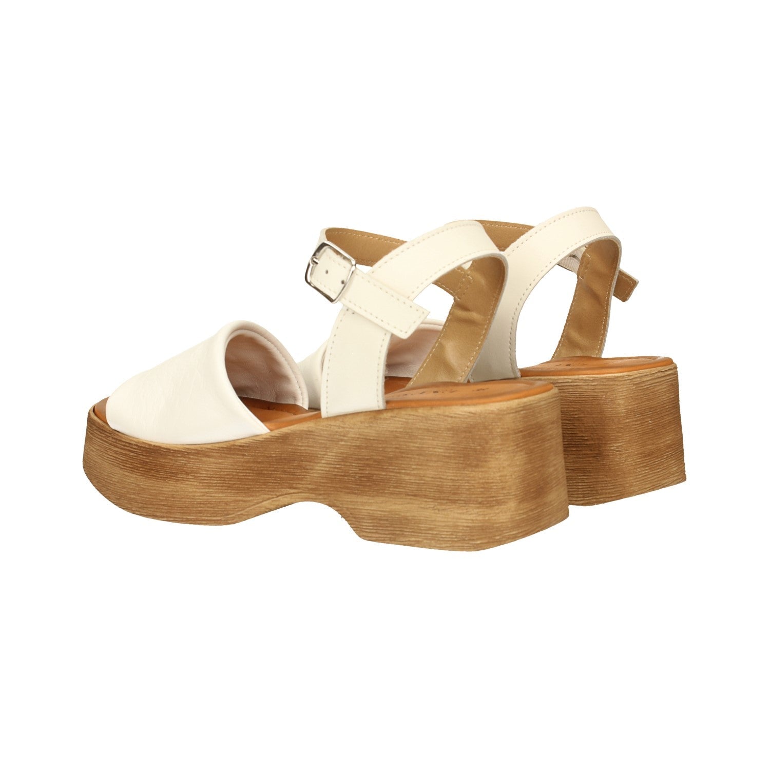 Sandali con zeppa in vera pelle. Made in Italy. Tacco alto 6cm