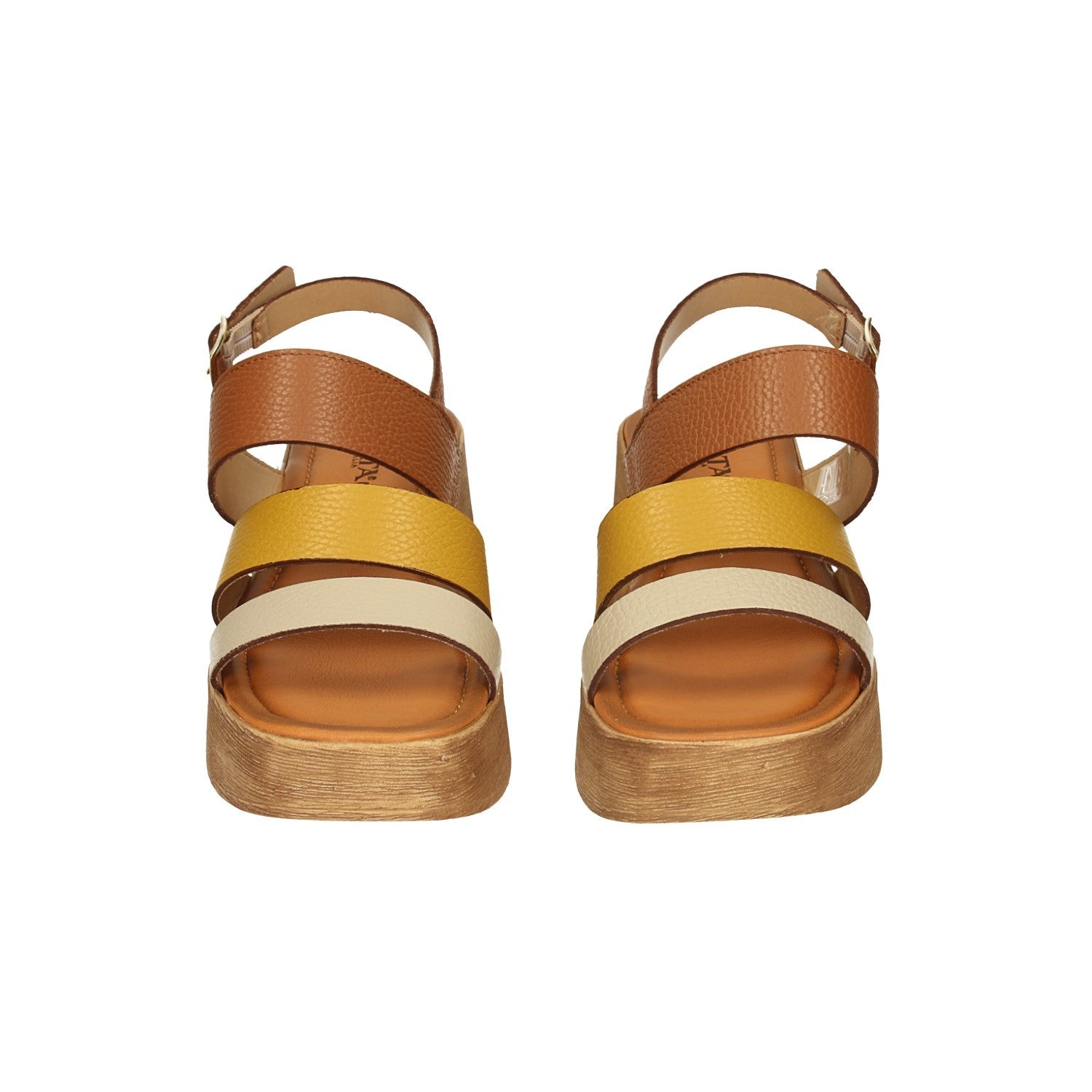 Sandali con zeppa in vera pelle. Made in Italy. Tacco alto 5.5 cm