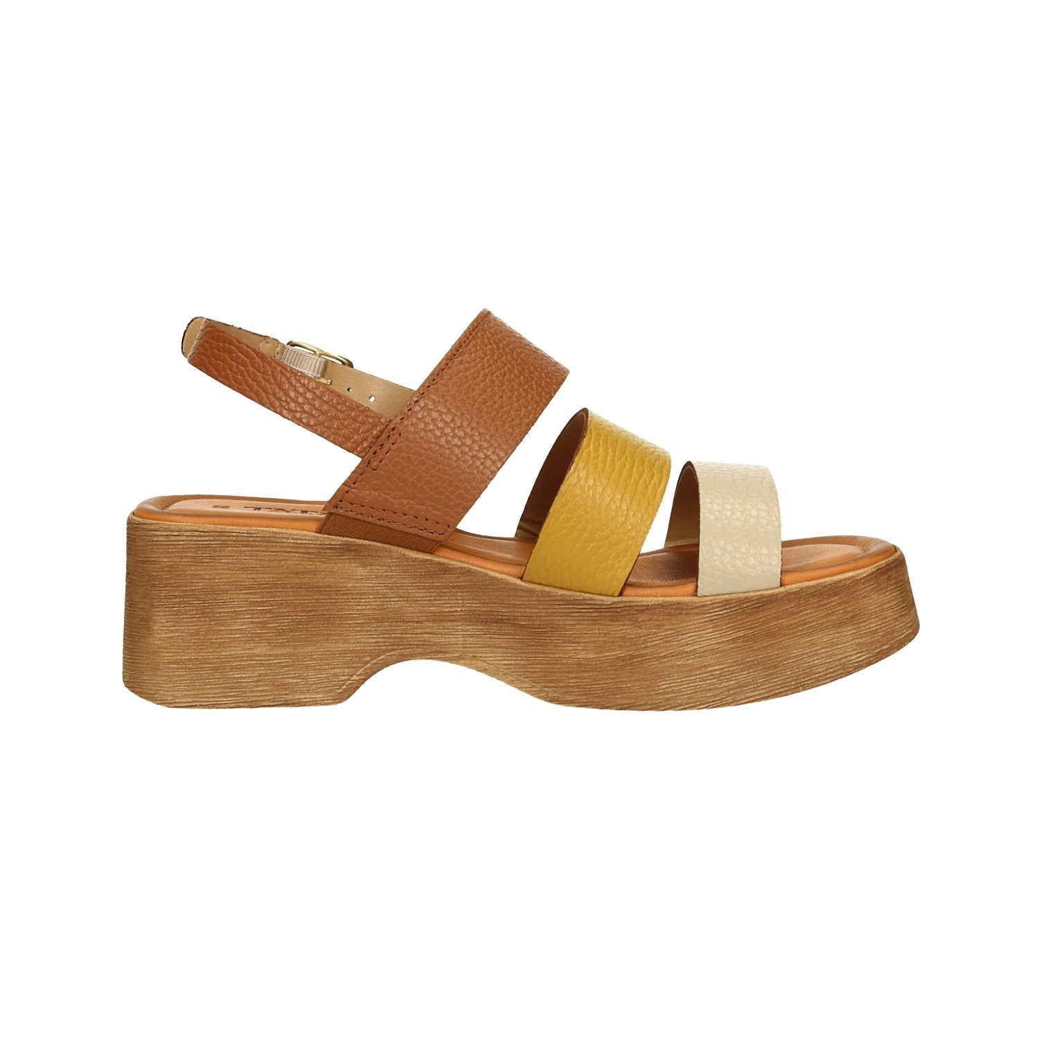 Sandali con zeppa in vera pelle. Made in Italy. Tacco alto 5.5 cm