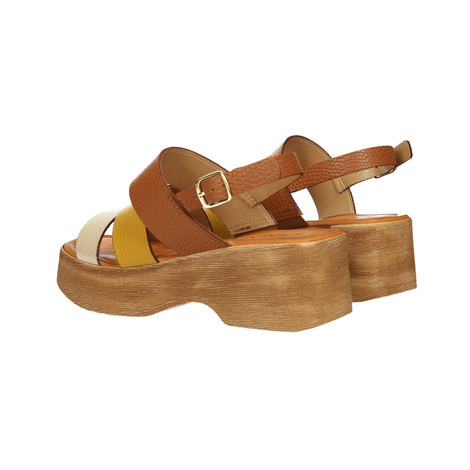 Sandali con zeppa in vera pelle. Made in Italy. Tacco alto 5.5 cm