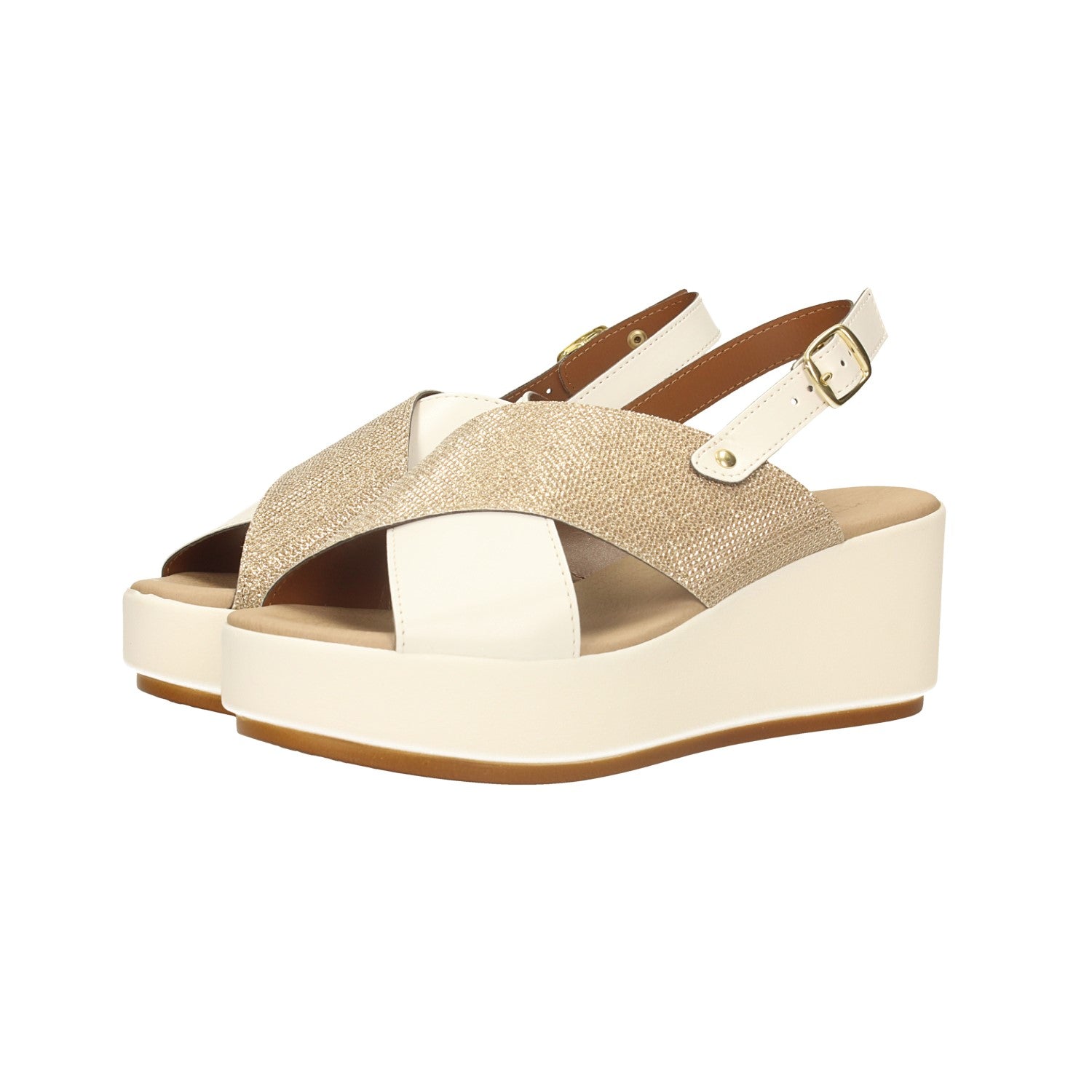 Sandali con zeppa. Made in Italy. Tacco alto 7cm