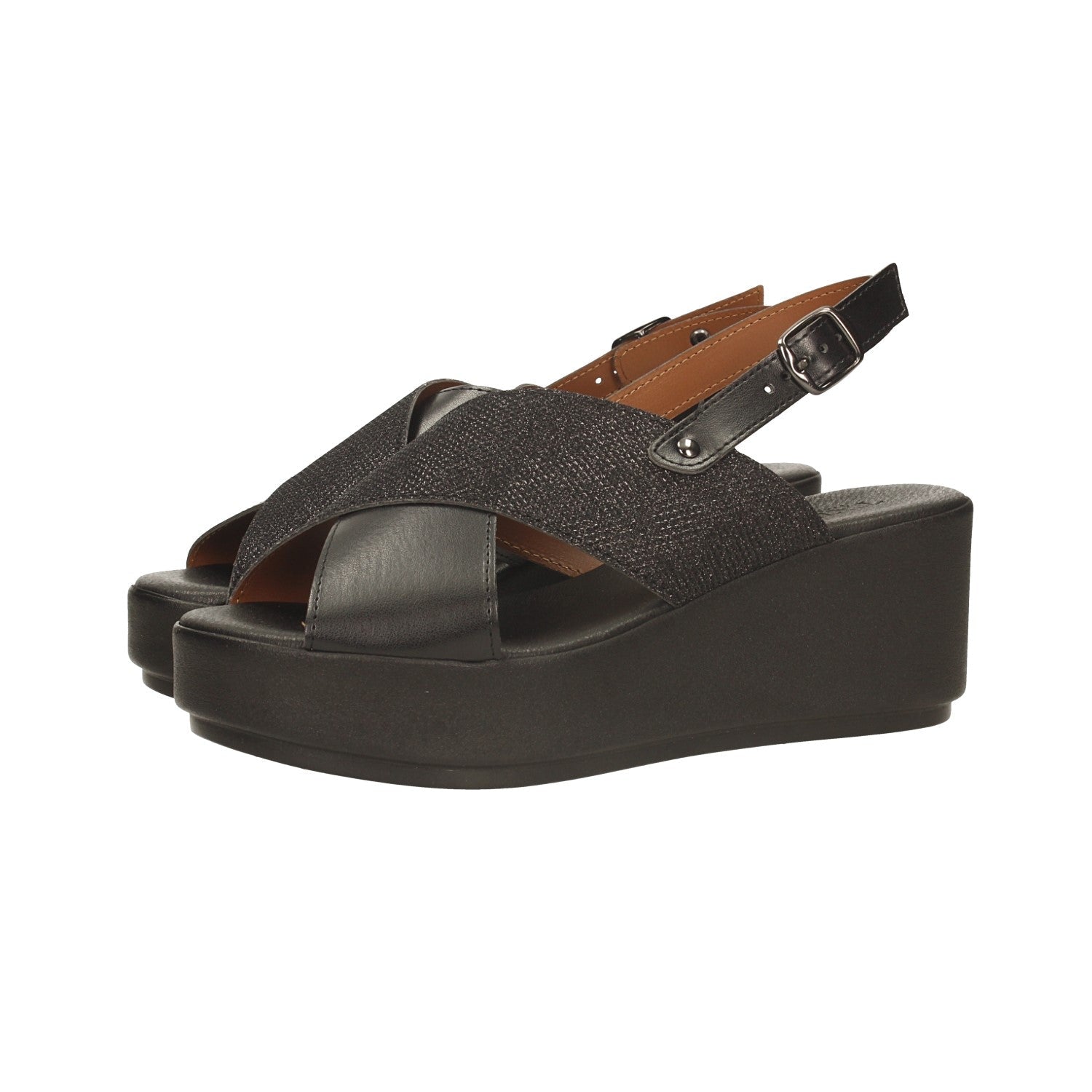 Sandali con zeppa. Made in Italy. Tacco alto 7cm