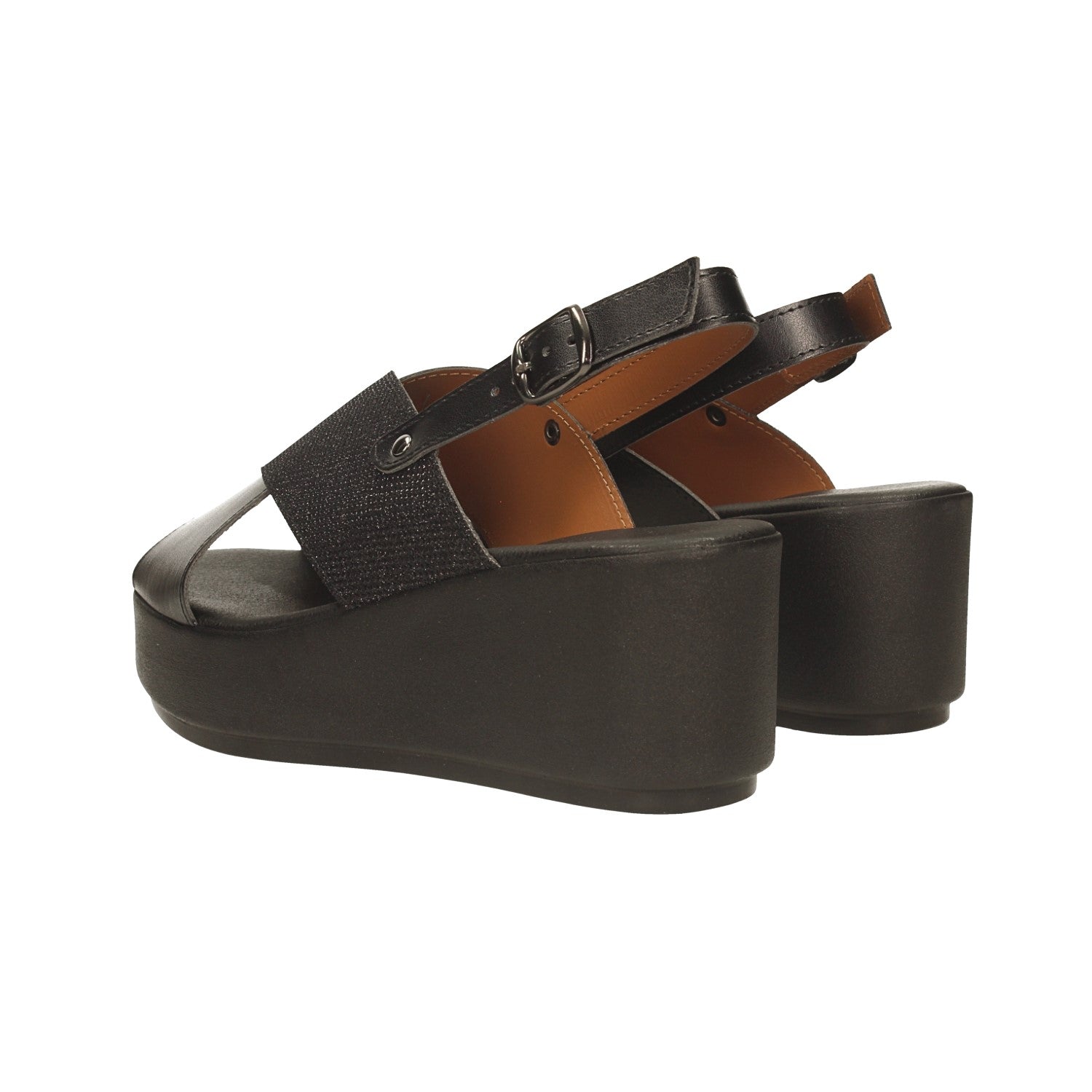 Sandali con zeppa. Made in Italy. Tacco alto 7cm