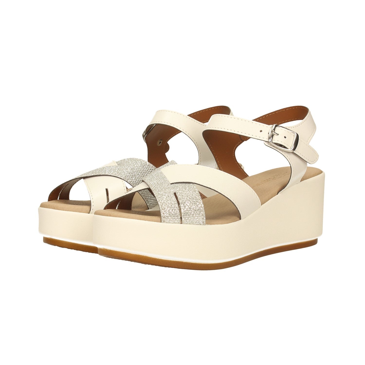 Sandali con zeppa. Made in Italy. Tacco alto 6cm