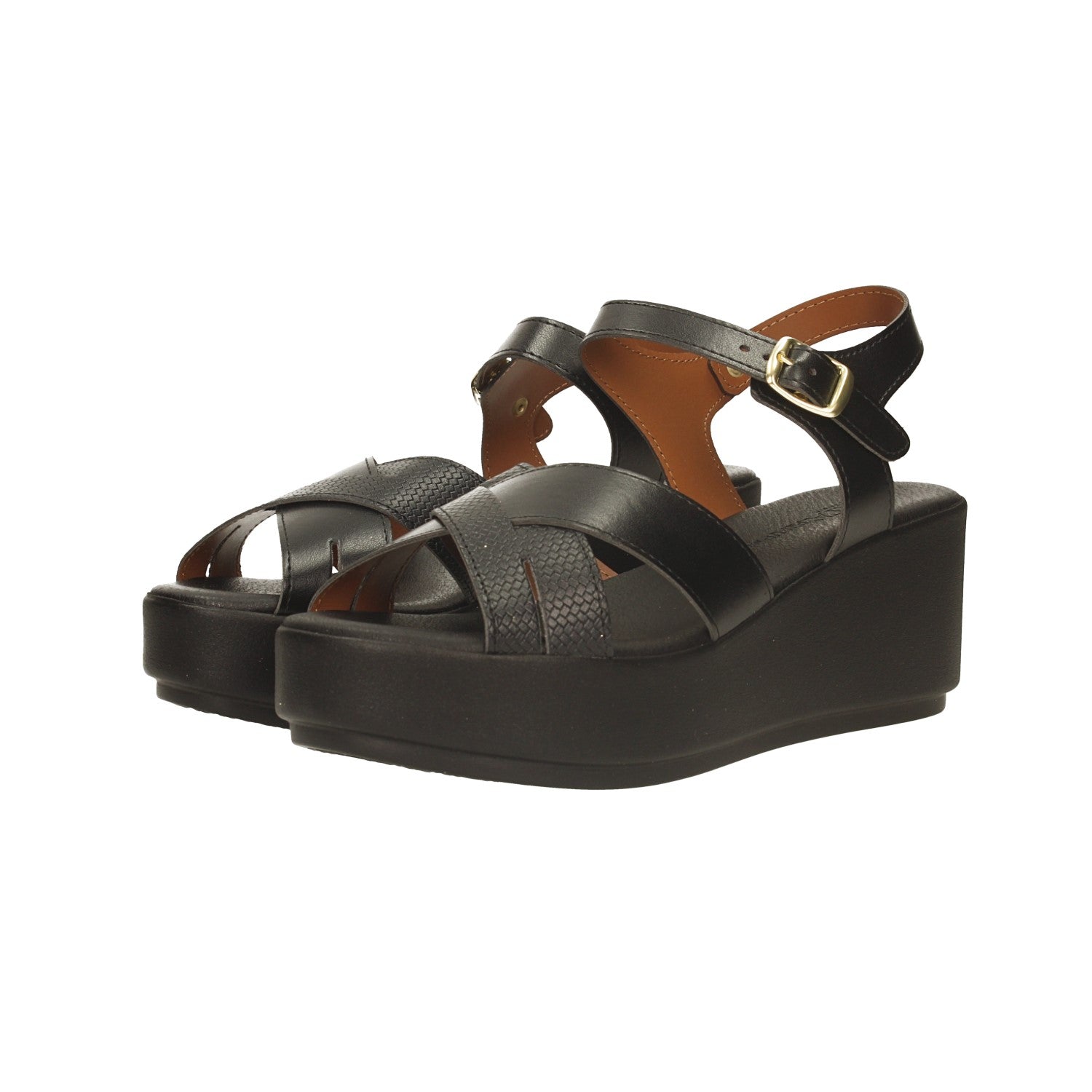 Sandali con zeppa. Made in Italy. Tacco alto 6cm