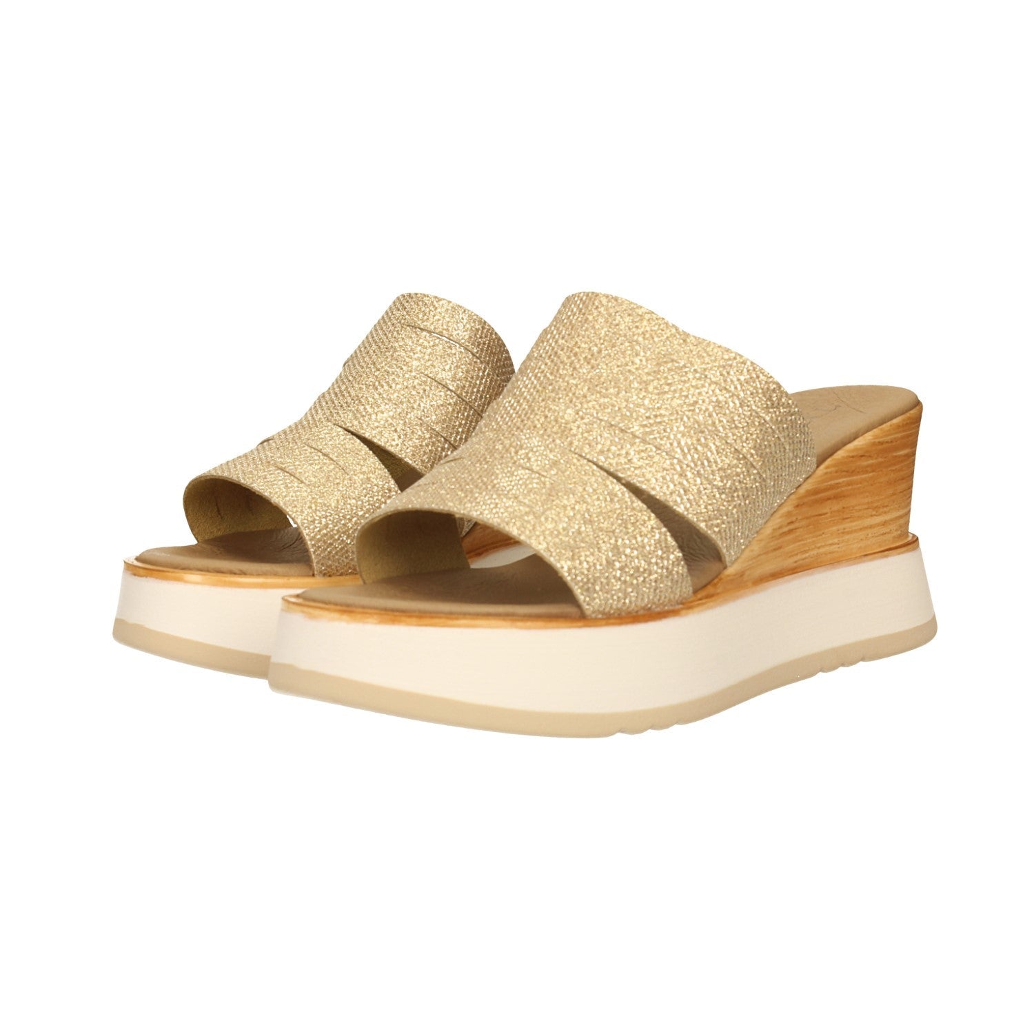 Sandali con zeppa in vera pelle. Made in Italy. Tacco alto 7.5cm