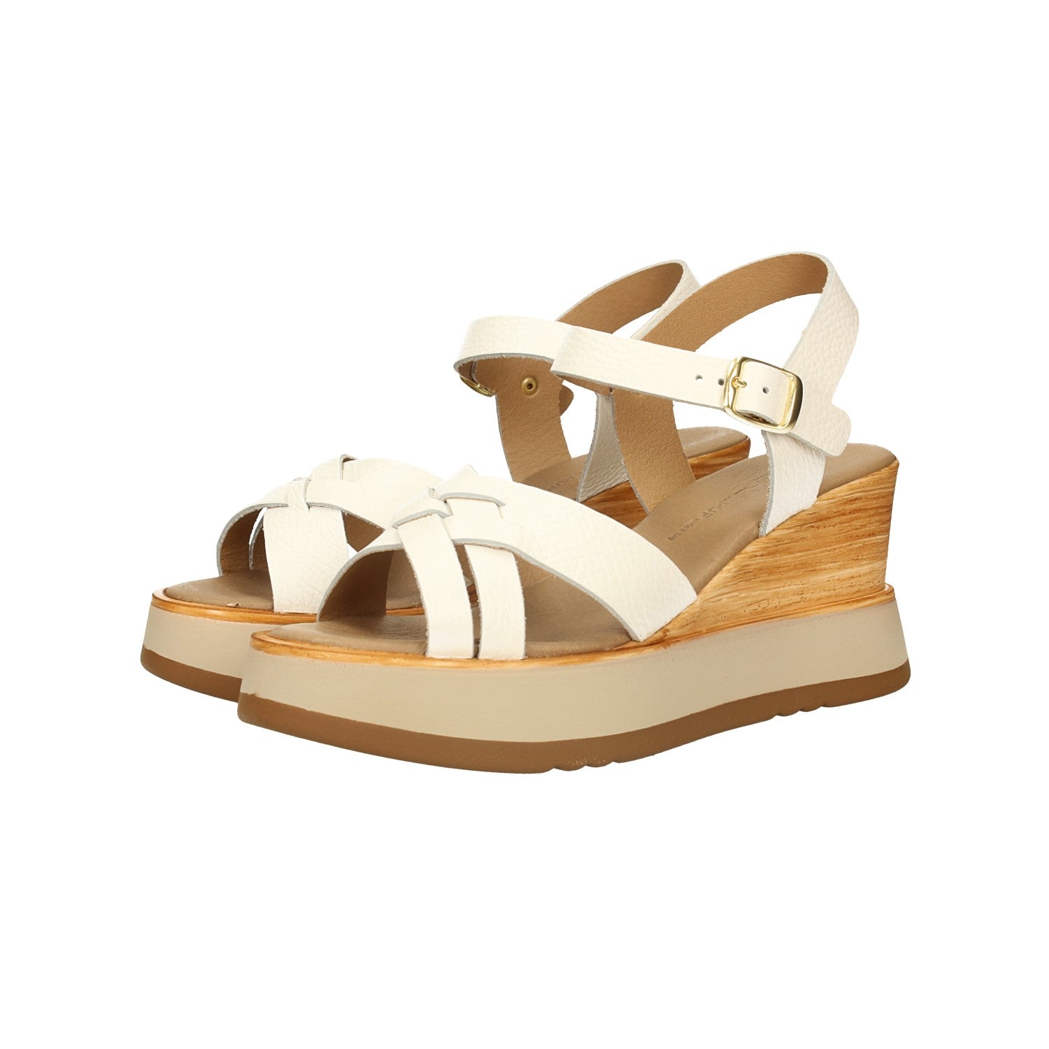 Sandali in vera pelle intrecciati. Made in Italy. Tacco alto 7.5cm
