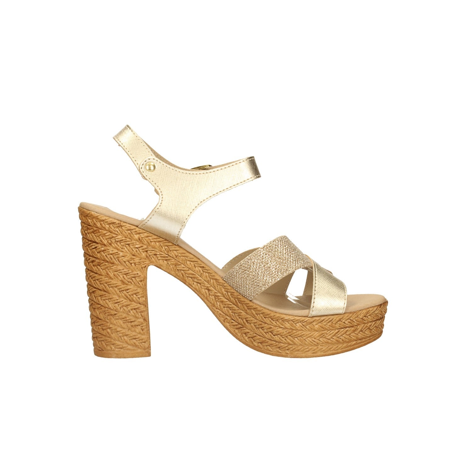 Sandali con intreccio glitterato. Made in Italy. Tacco alto 11 cm