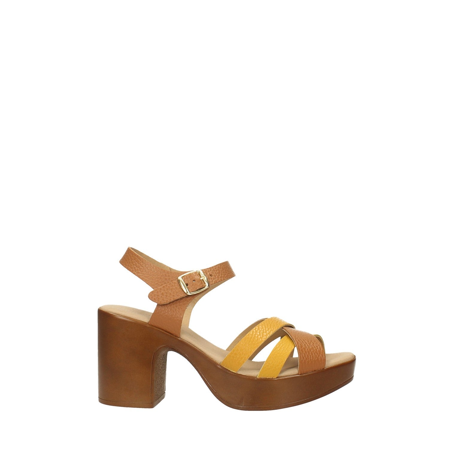 Sandali con plateau in vera pelle. Made in Italy. Tacco alto 8cm