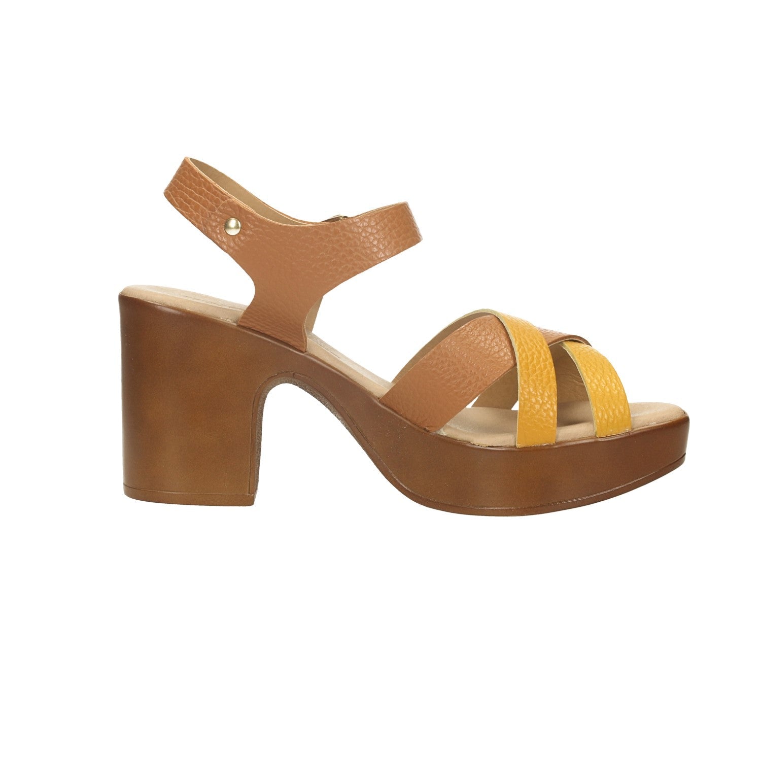 Sandali con plateau in vera pelle. Made in Italy. Tacco alto 8cm