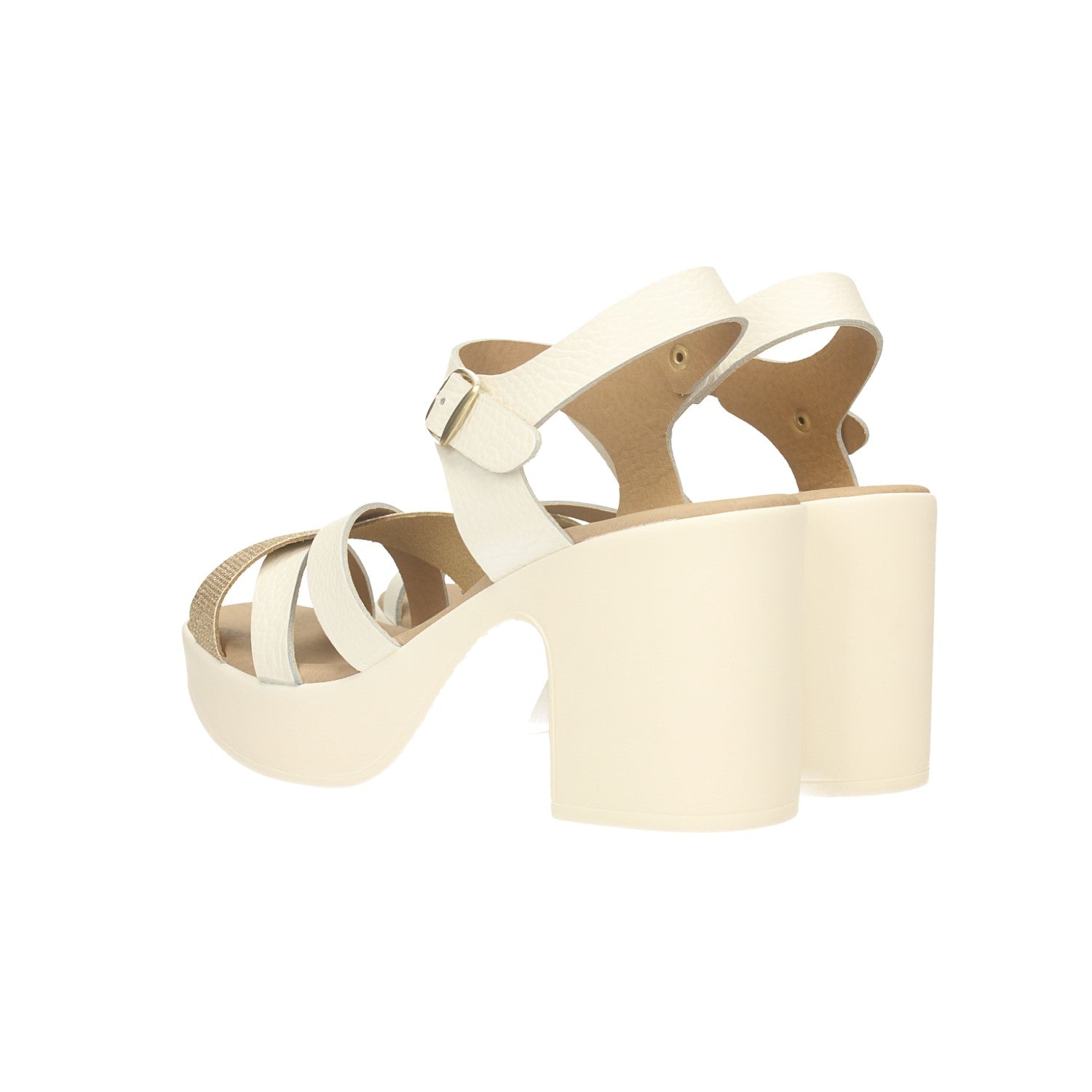 Sandali con plateau in vera pelle. Made in Italy. Tacco alto 8cm