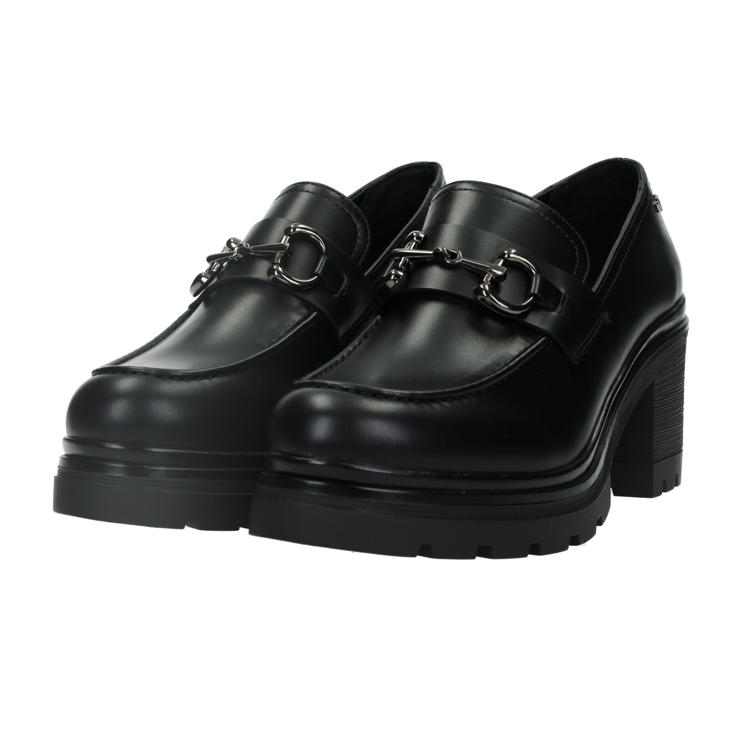 Mocassini donna con morsetto. Tacco alto 6 cm