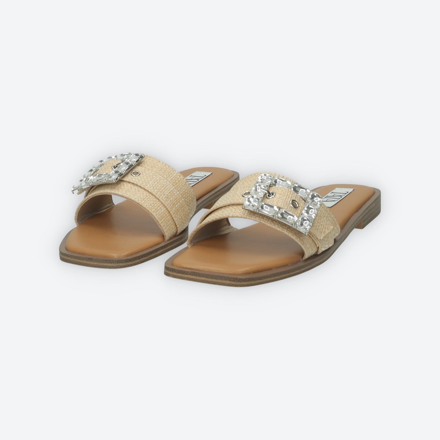 Sandali flat con dettaglio fibbia con strass
