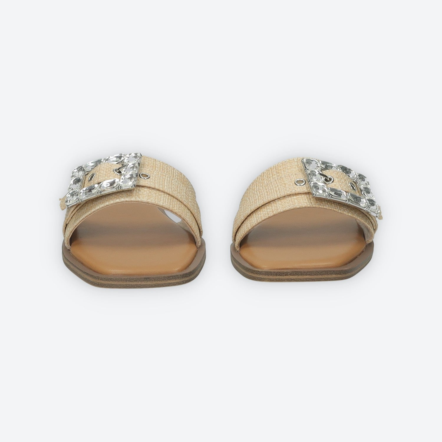 Sandali flat con dettaglio fibbia con strass
