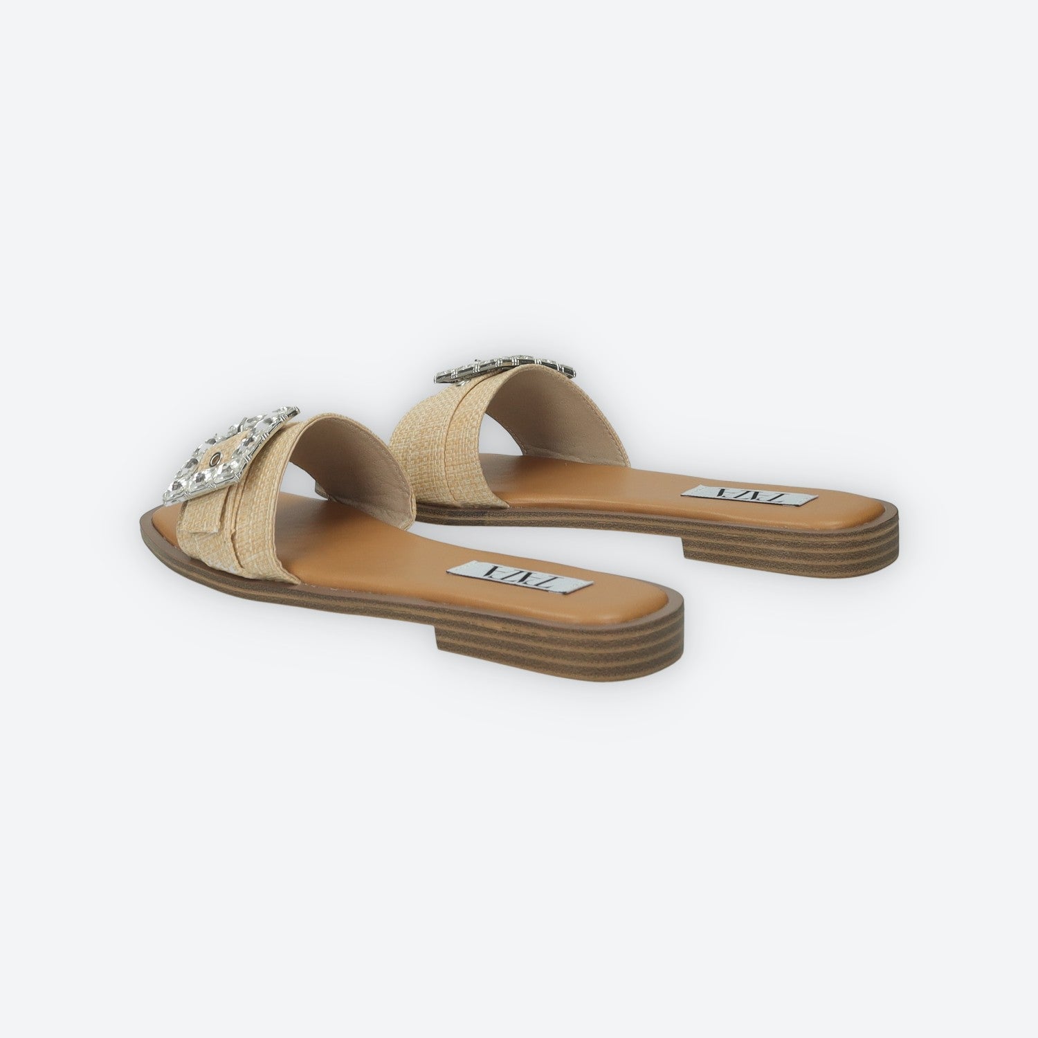 Sandali flat con dettaglio fibbia con strass