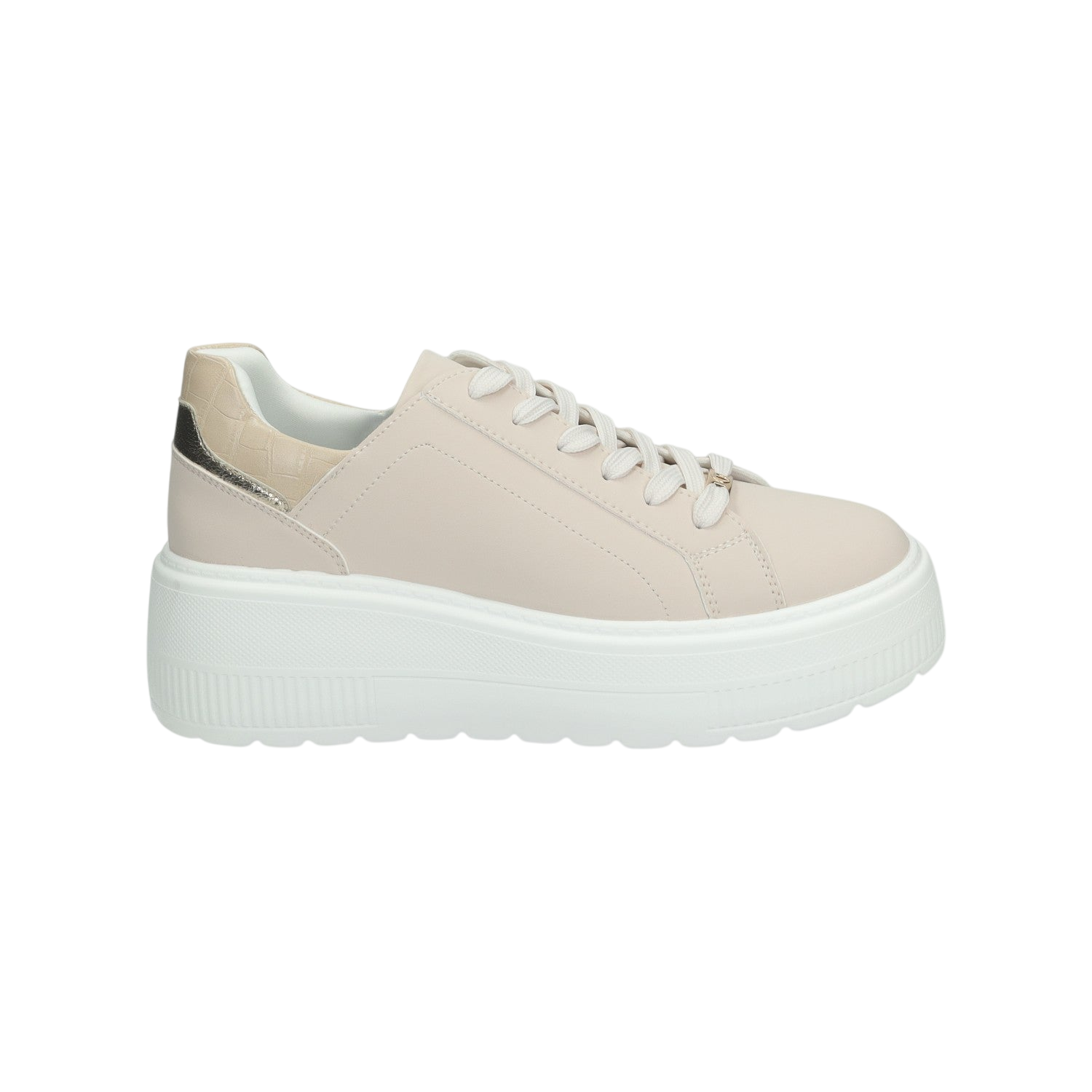 Sneakers con inserti in tessuto.Tacco alto 5cm