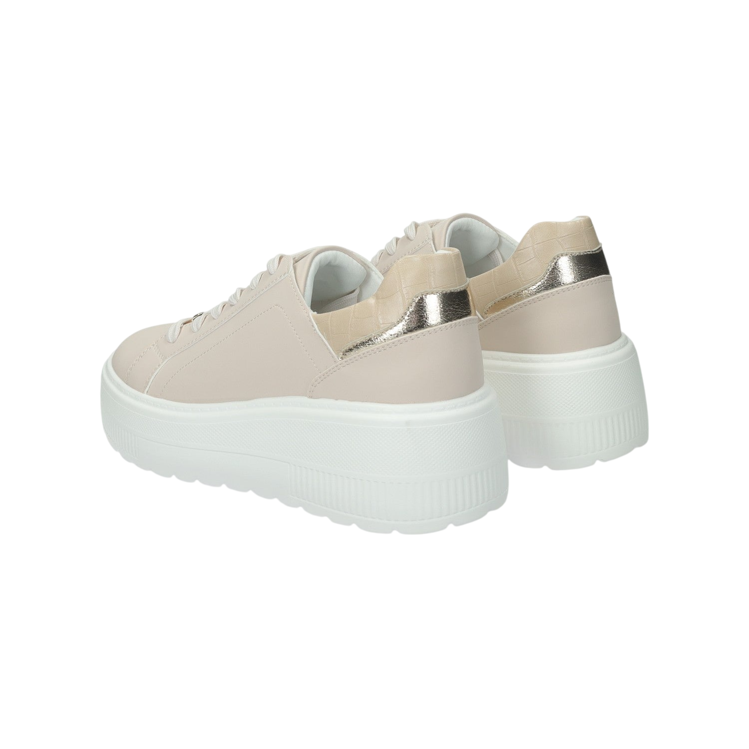 Sneakers con inserti in tessuto.Tacco alto 5cm