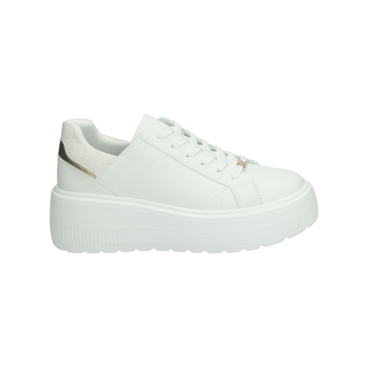 Sneakers con inserti in tessuto.Tacco alto 5cm