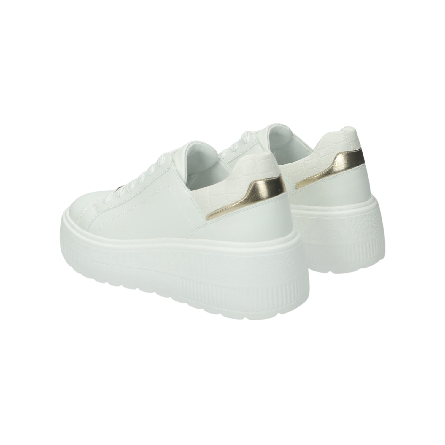 Sneakers con inserti in tessuto.Tacco alto 5cm