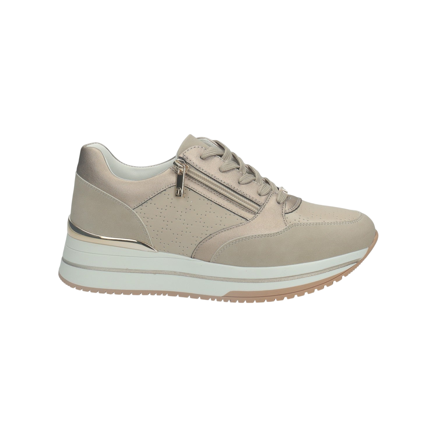 Sneakers con zip laterale.Tacco alto 3 cm