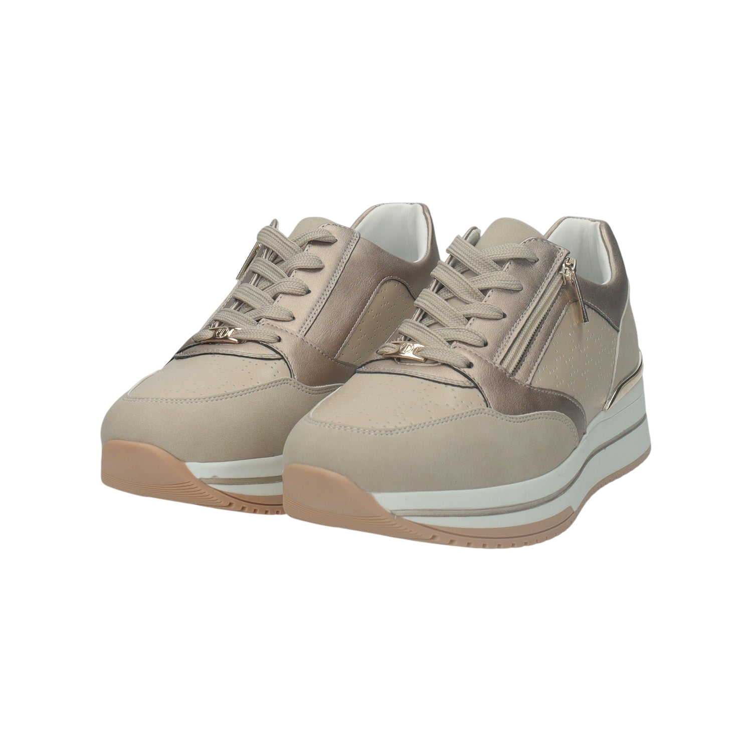 Sneakers con zip laterale.Tacco alto 3 cm