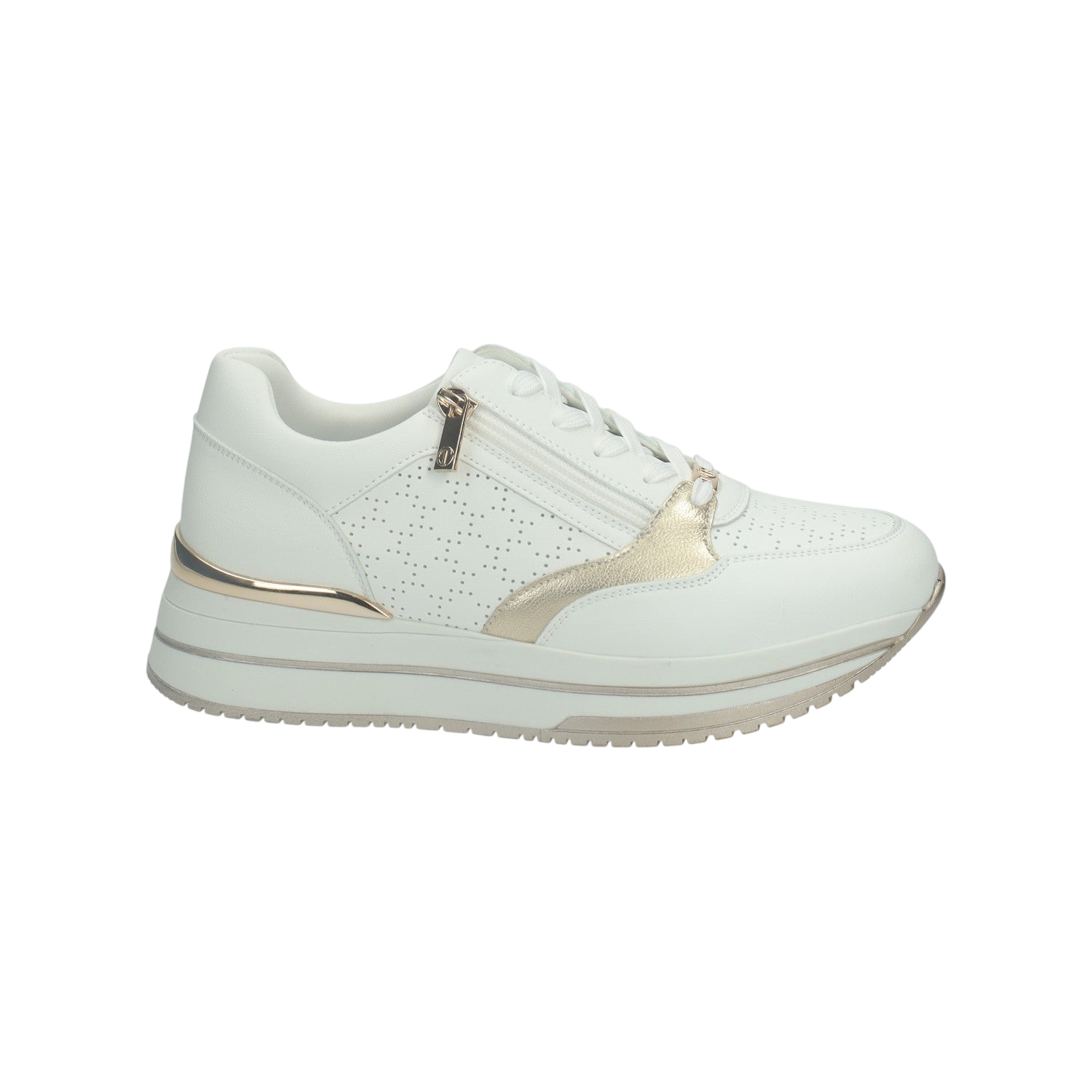 Sneakers con zip laterale.Tacco alto 3 cm