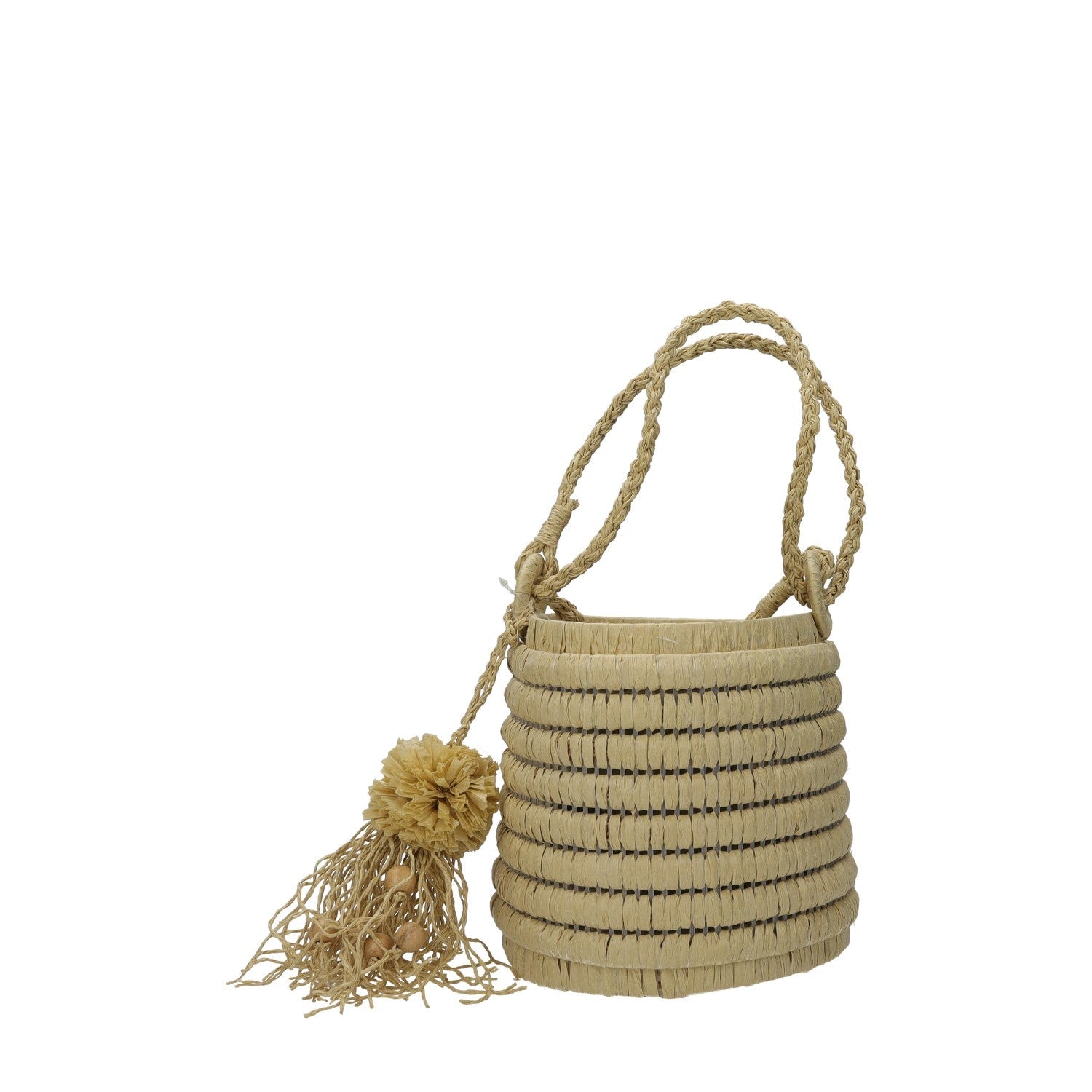 Borsa secchiello intrecciata con decorazione
