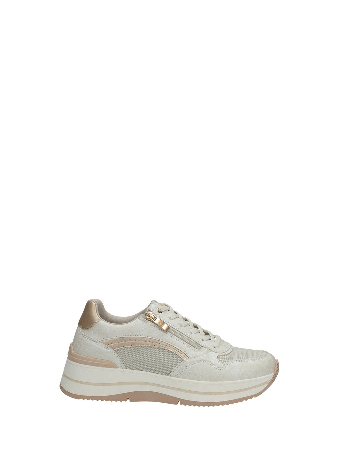 Sneakers donna white in PU/TEX fondo gomma