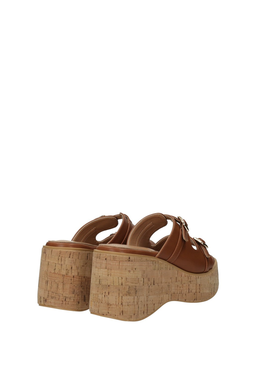 Sandali donna in PU beige e con zeppa alta