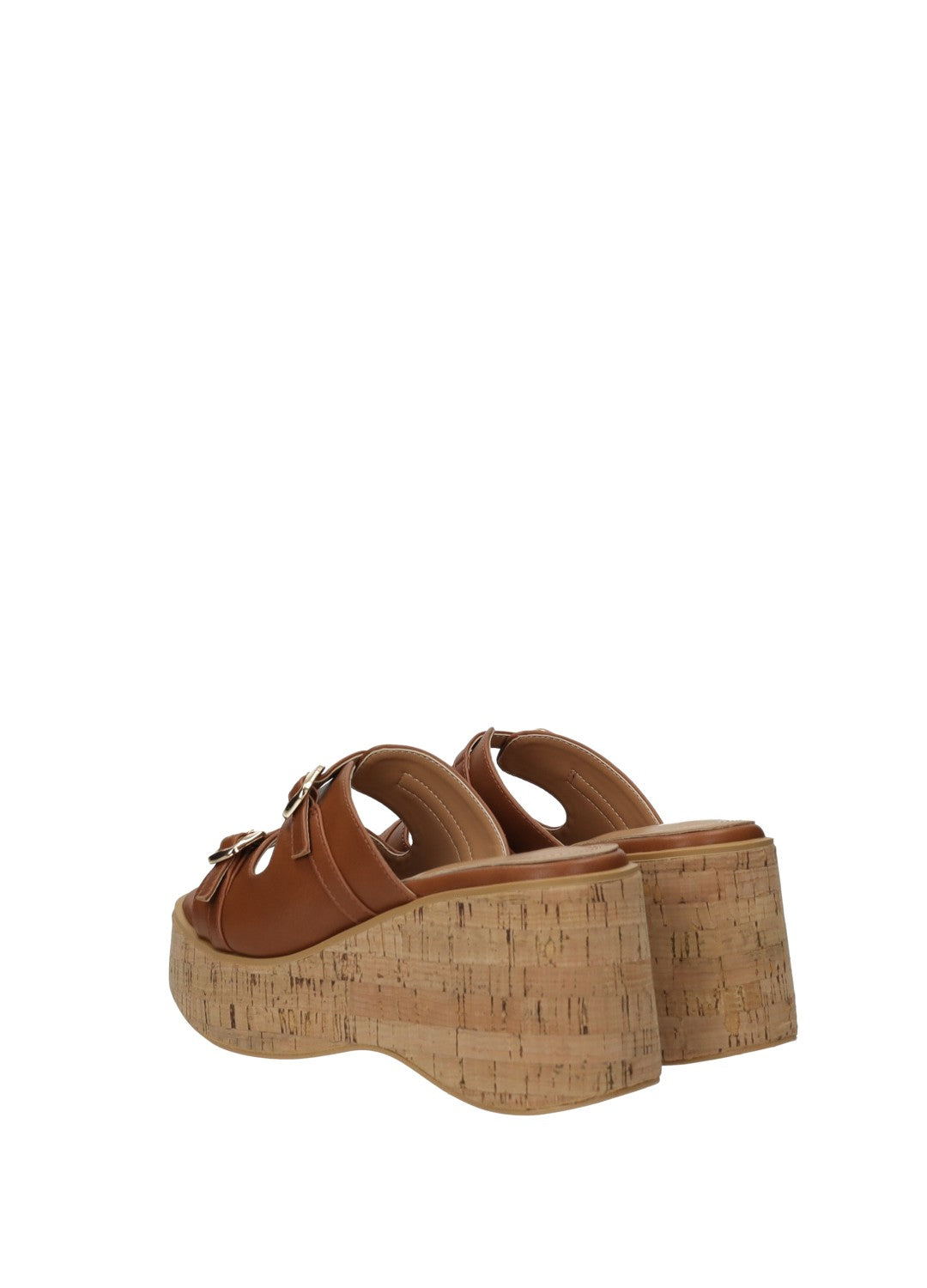 Sandali donna in PU beige e con zeppa alta