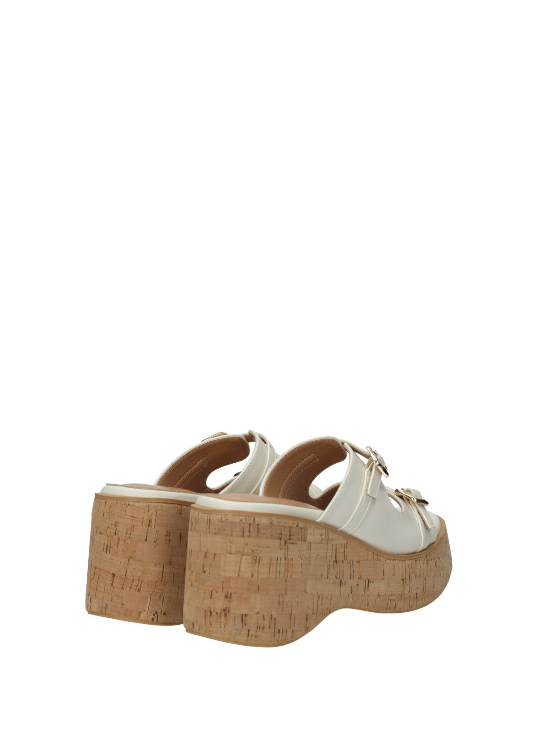 Sandali donna in PU beige e con zeppa alta