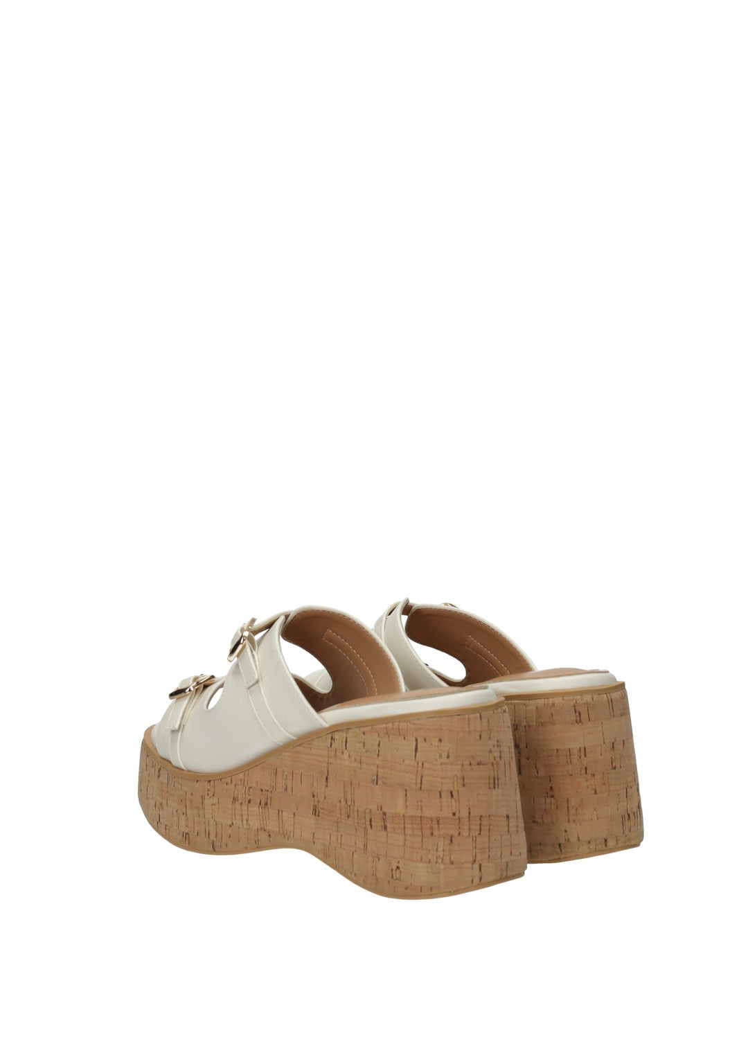 Sandali donna in PU beige e con zeppa alta