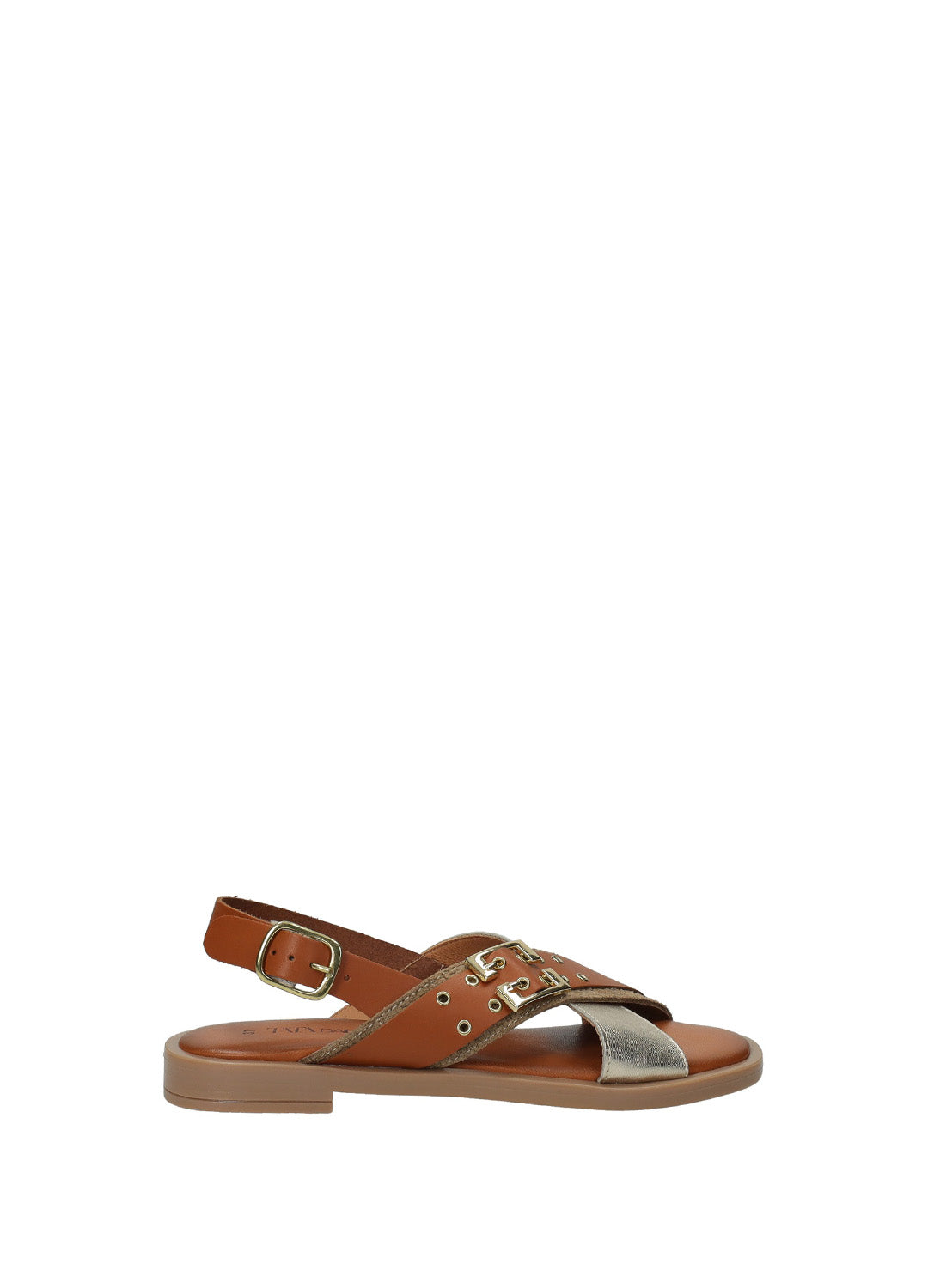 Sandali Donna Vera Pelle Suola Gomma Taupe/Platinum