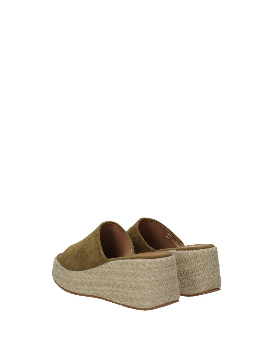 Sandali donna green o brown in microfibra con zeppa alta