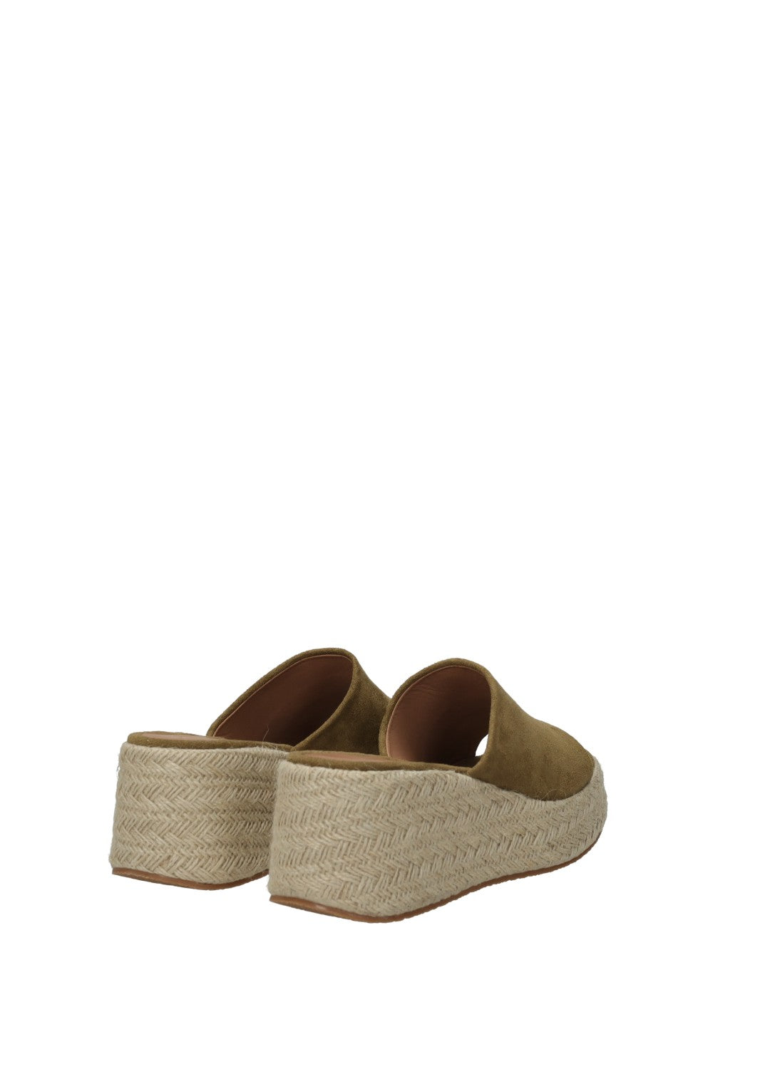 Sandali donna green o brown in microfibra con zeppa alta