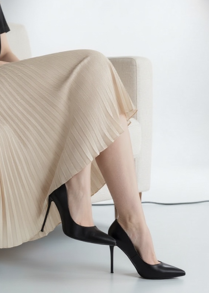 Décolleté donna e nere in PU con tacco alto