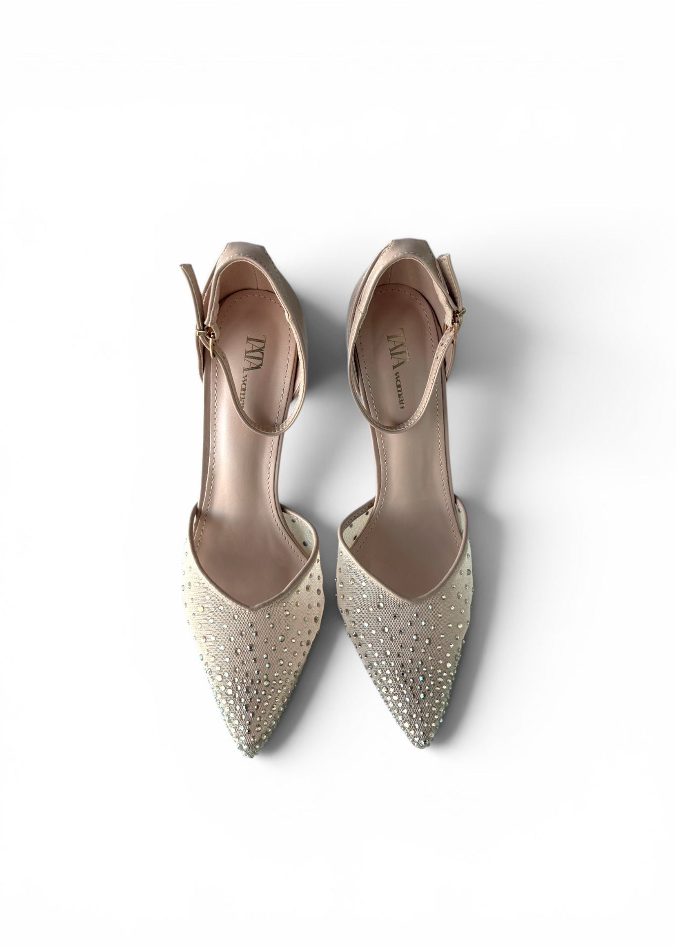 Décolleté donna in PU con tacco alto strass