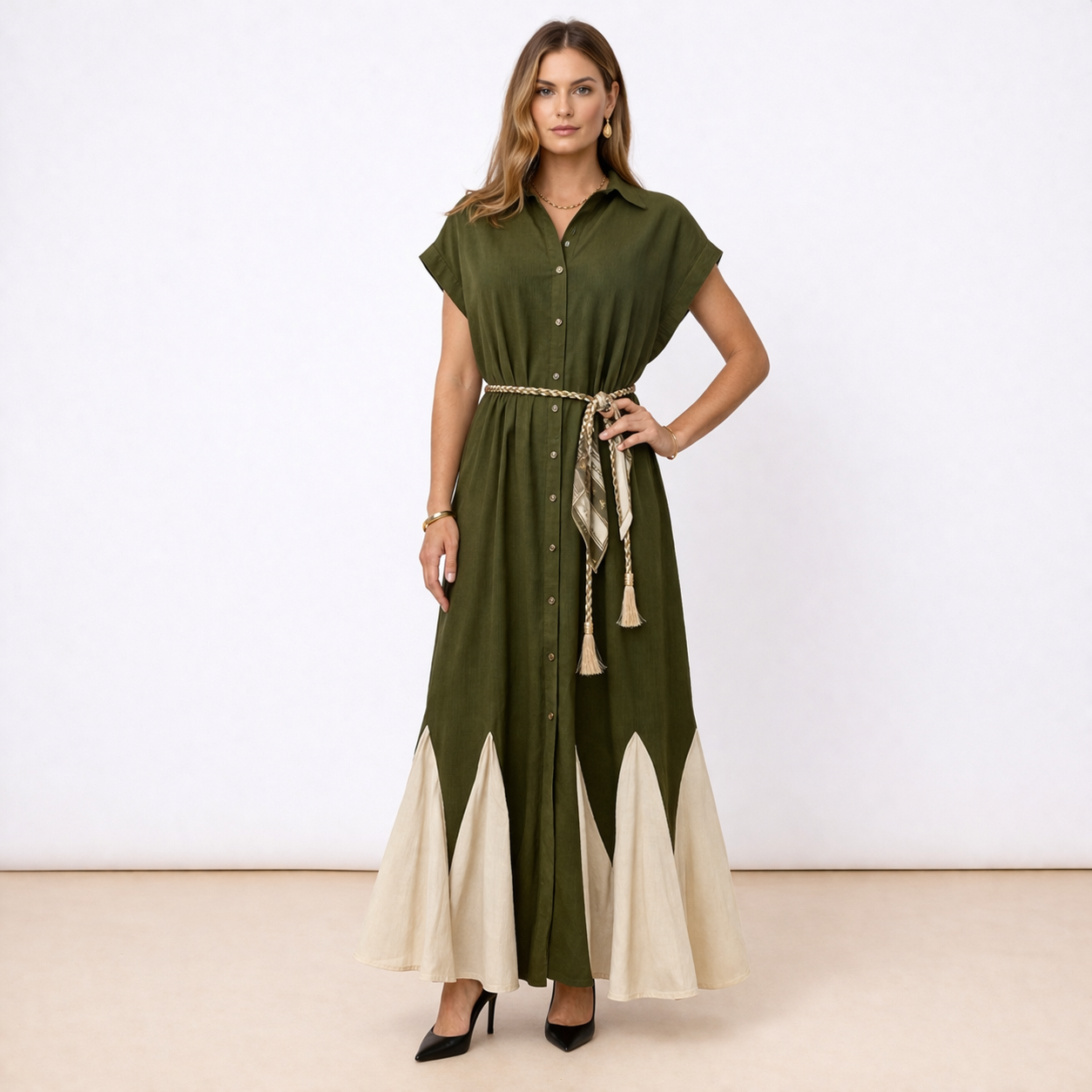 Vestito Chemisier in Lino Estivo Semplice Elegante