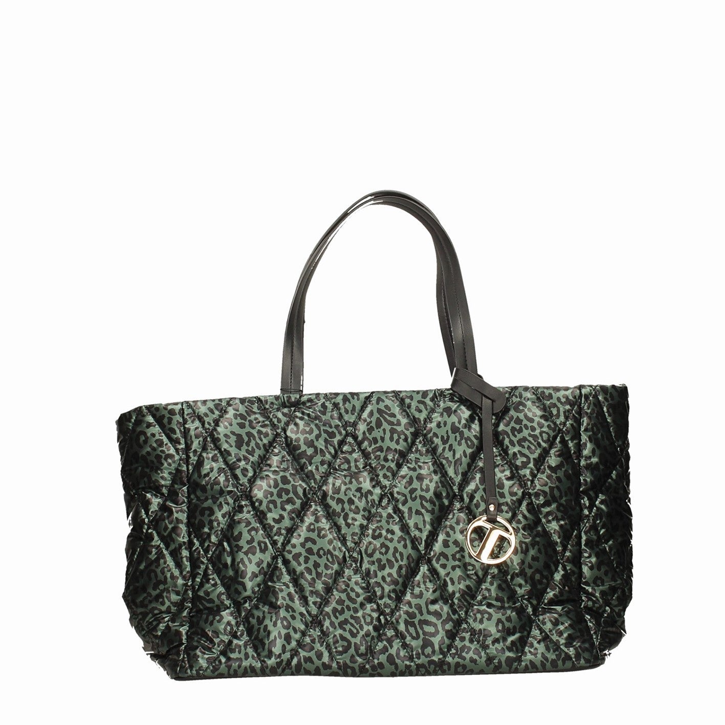Borsa verde leopardata in tessuto