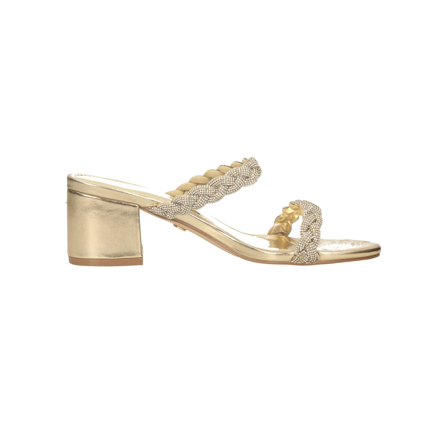 Sandali con due fasce e strass. Tacco alto 6.5cm