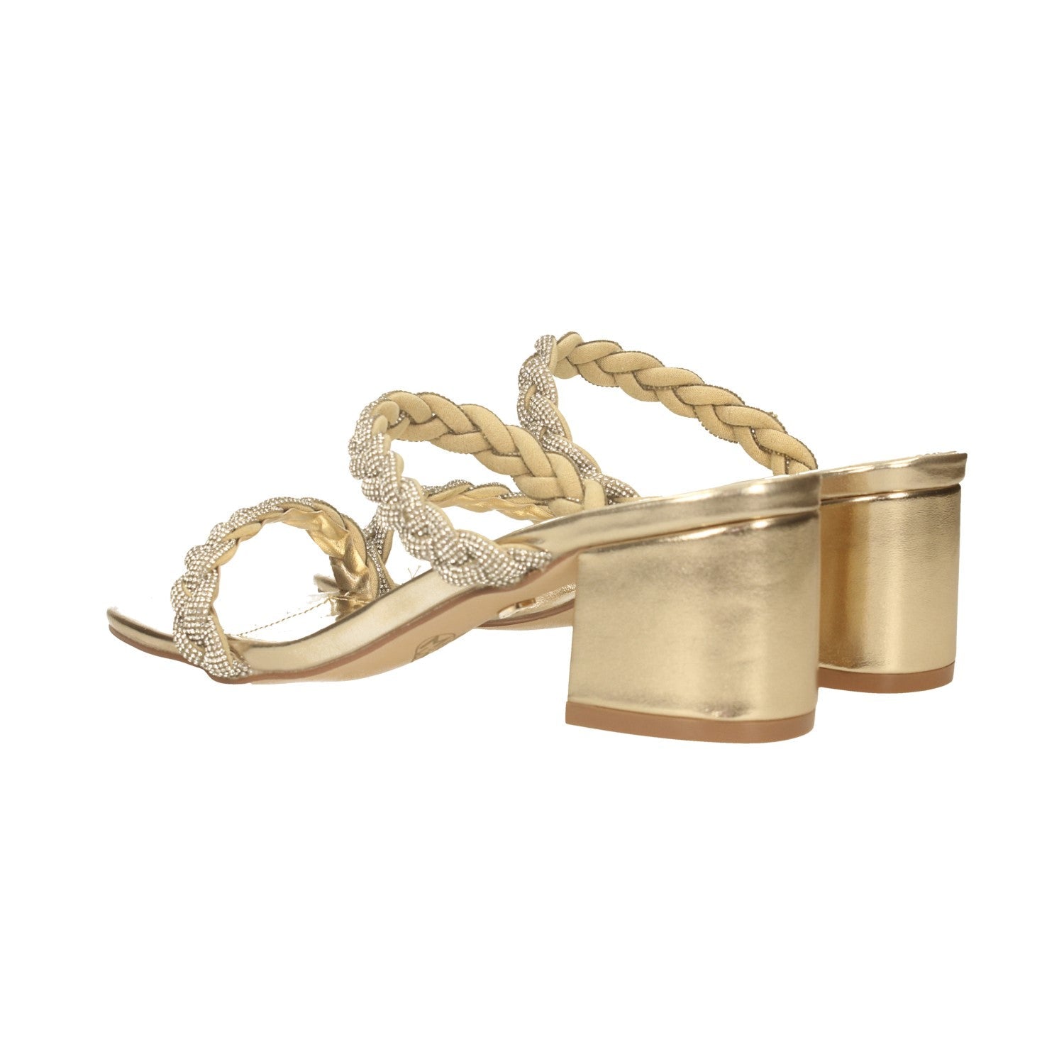 Sandali con due fasce e strass. Tacco alto 6.5cm