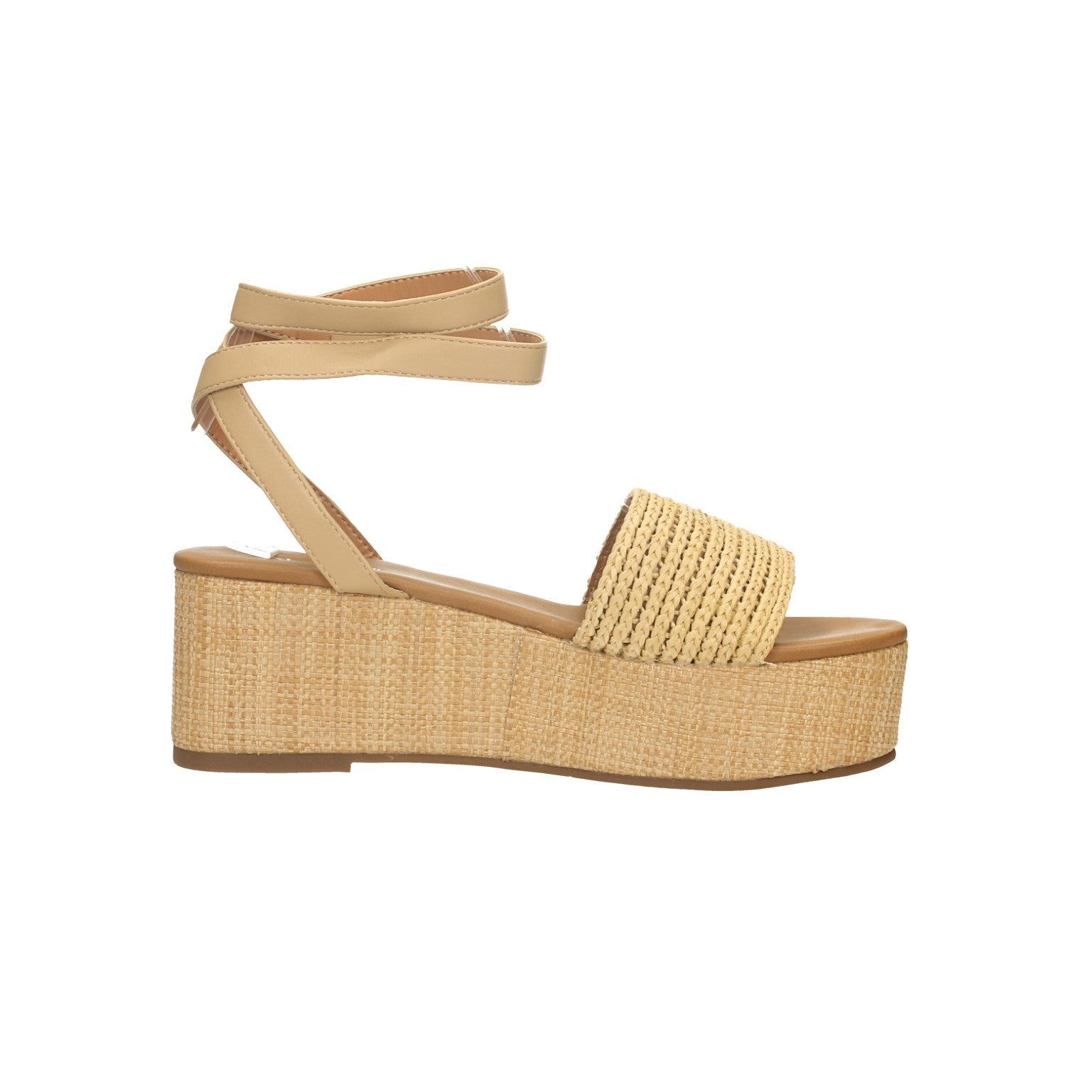 Sandali con zeppa con fascette avvolgenti. Tacco alto 6.5cm