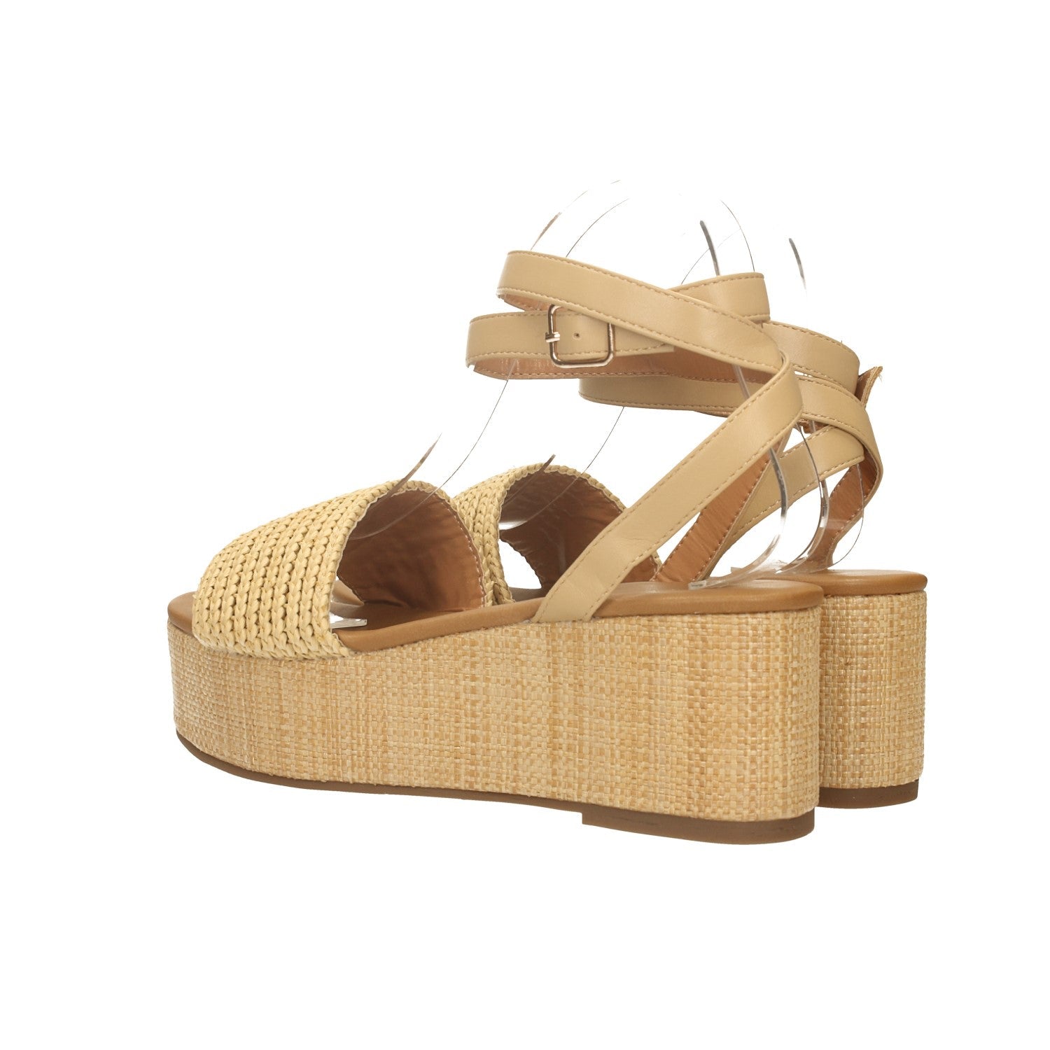 Sandali con zeppa con fascette avvolgenti. Tacco alto 6.5cm