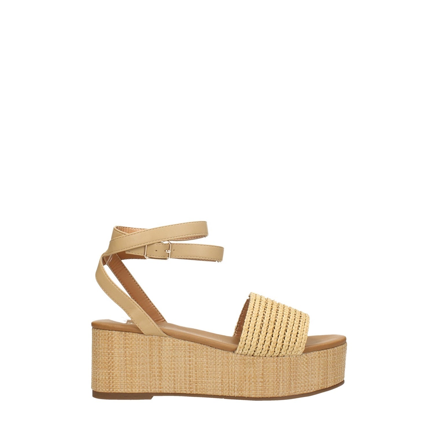 Sandali con zeppa con fascette avvolgenti. Tacco alto 6.5cm